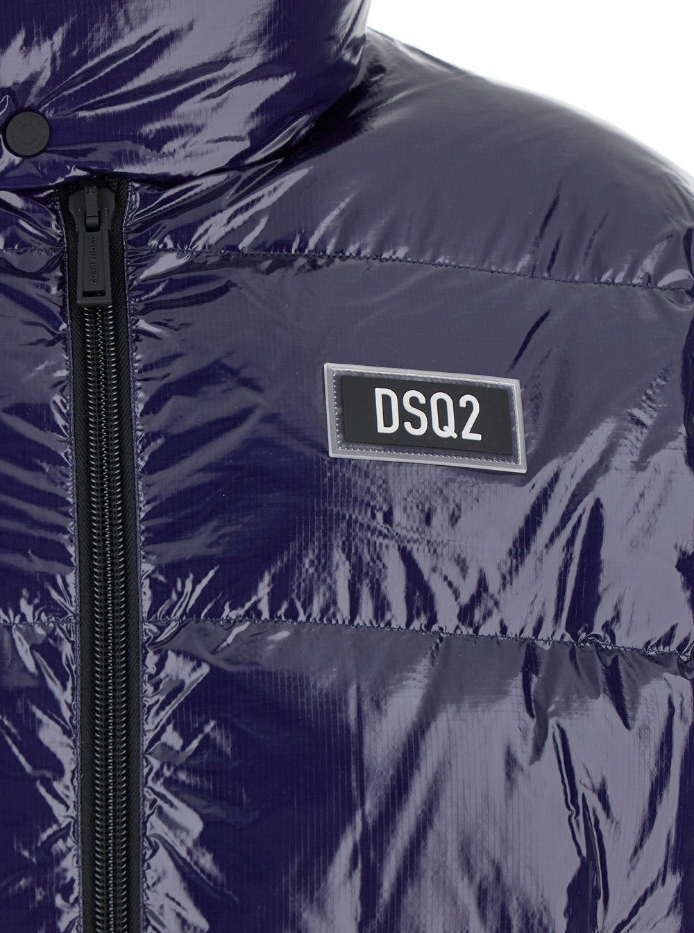 Dsquared2 Men Blue Down Jacket With Logo Patch On The Front In Tech Fabric Man - 3
