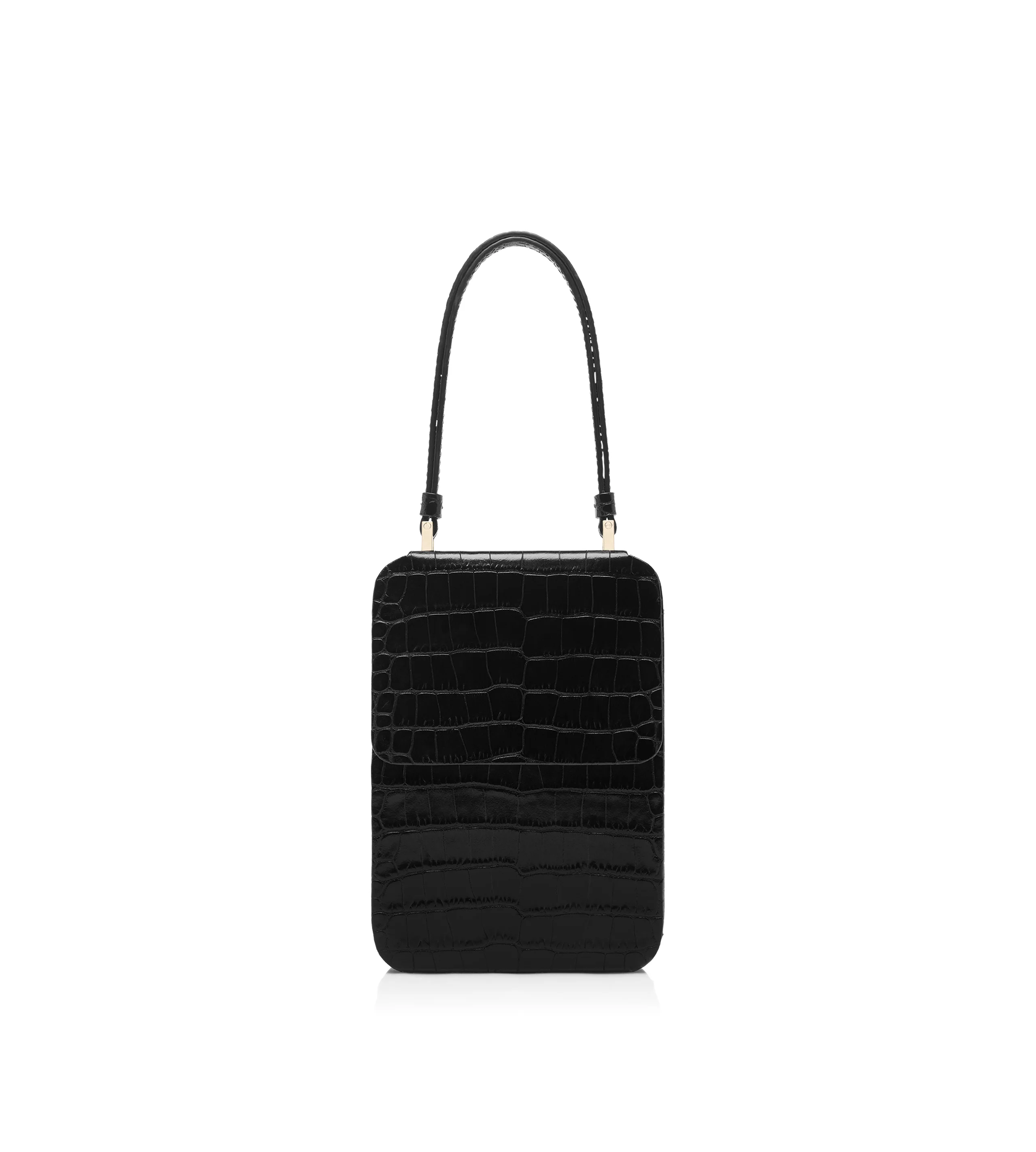SOFT PRINTED CROCODILE LEATHER FRAME VERTICAL CLUTCH - 1