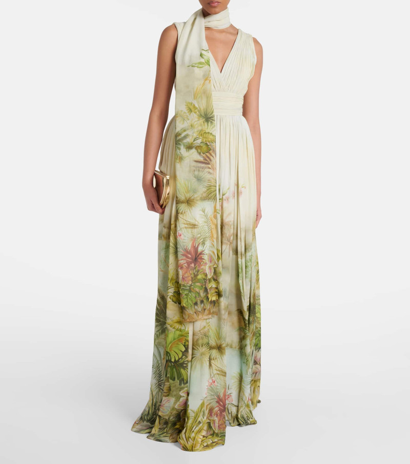 ELIE SAAB Scarf-detail printed georgette gown outlook