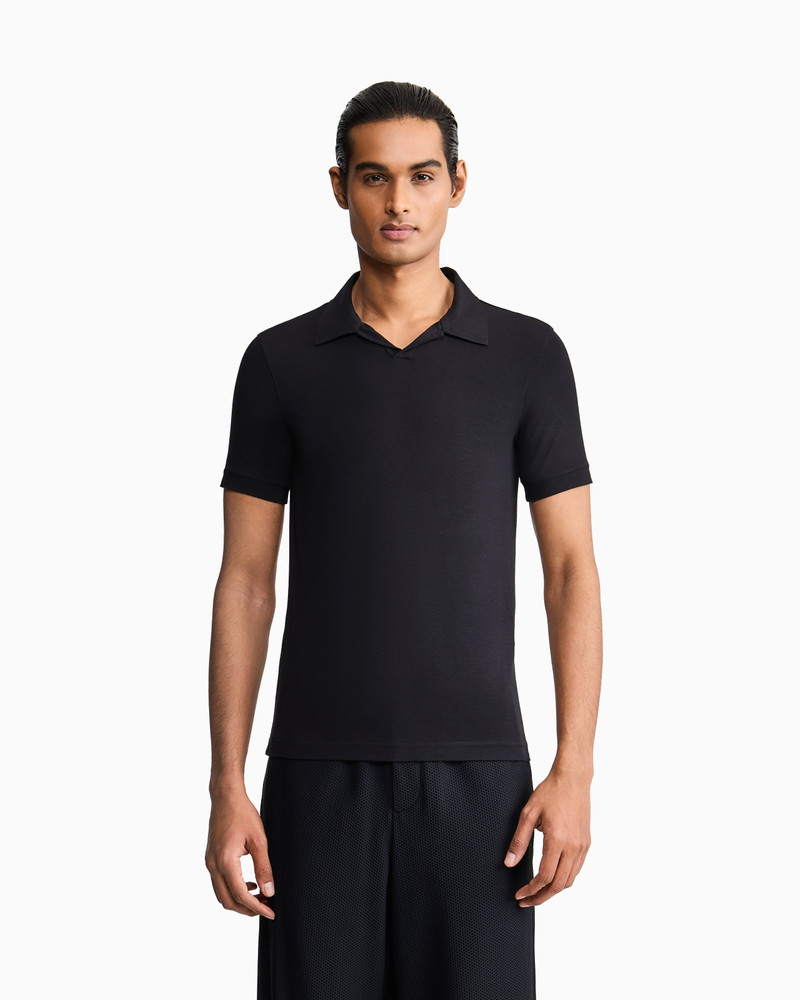 GIORGIO ARMANI Stretch viscose jersey short-sleeved polo shirt outlook