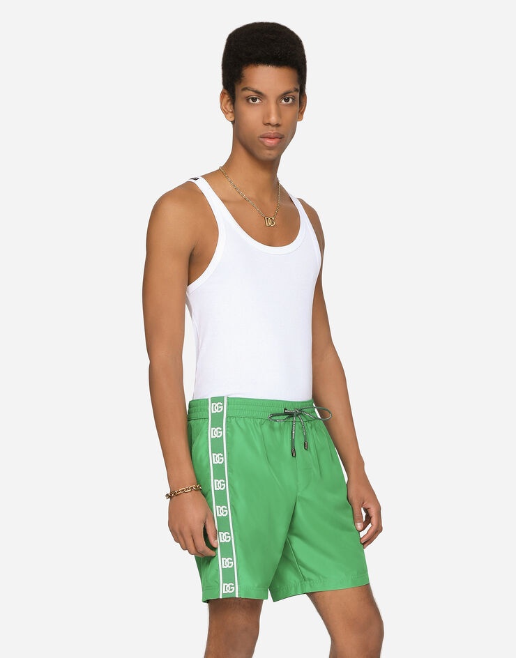Mid-length swim trunks with DG logo band - 4