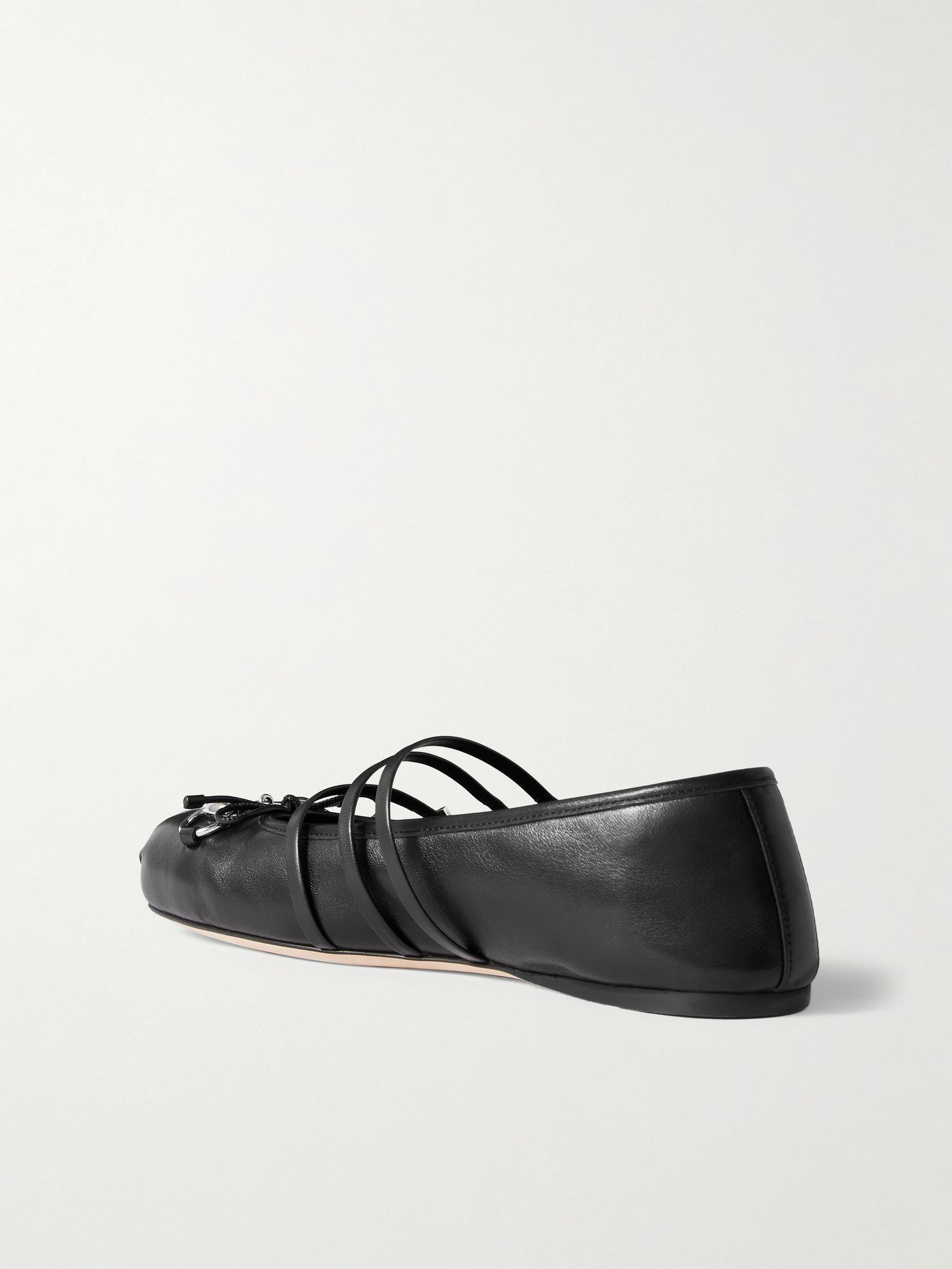 Horsebit-detailed leather ballet flats Black - 3