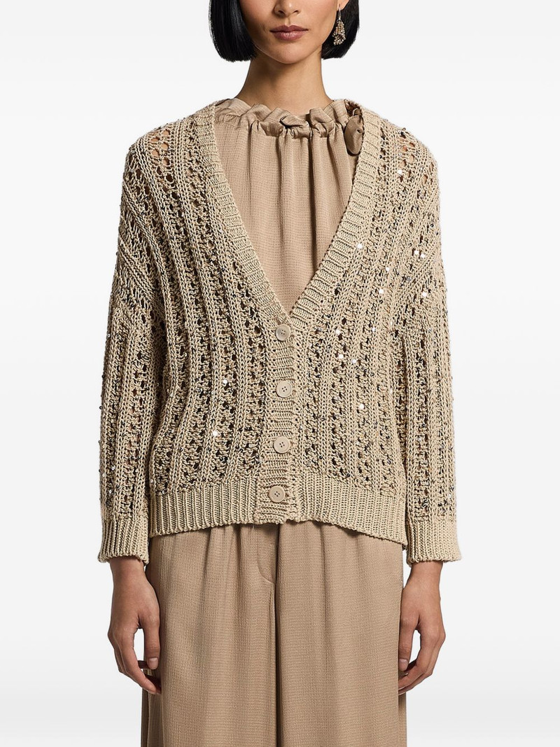 sequinned cotton ribbon cardigan 1