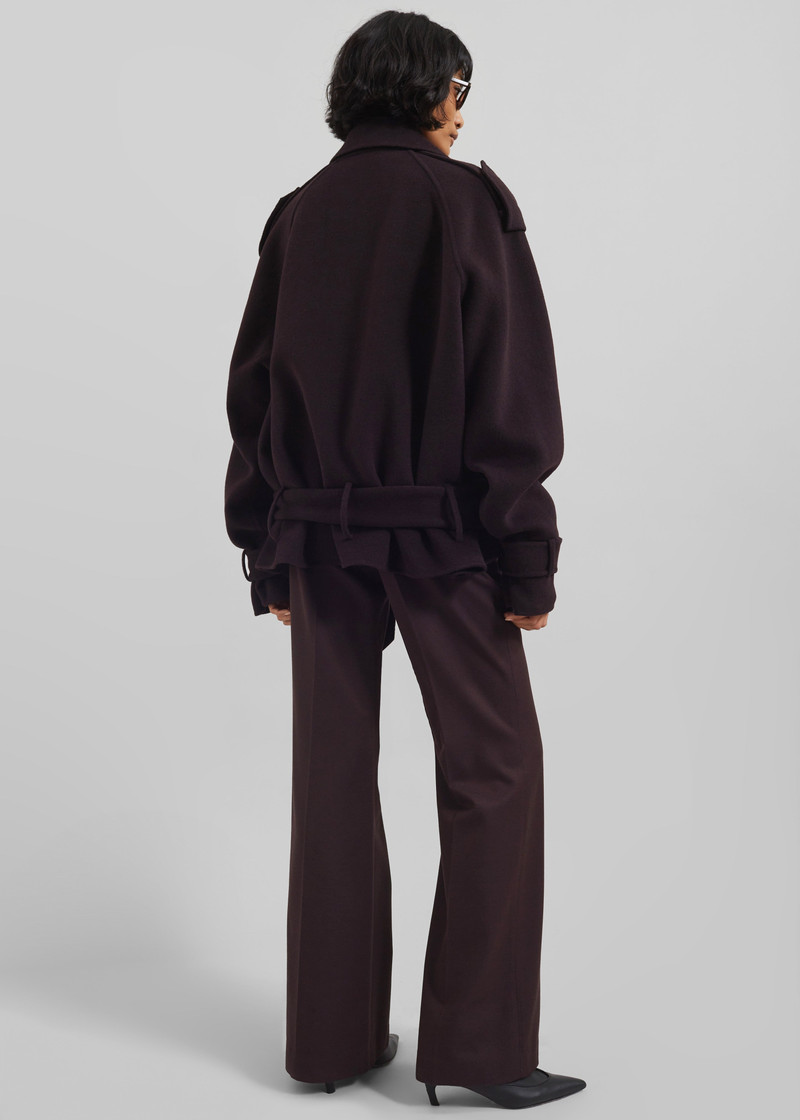 Elys Short Wool Trench - Dark Plum 10