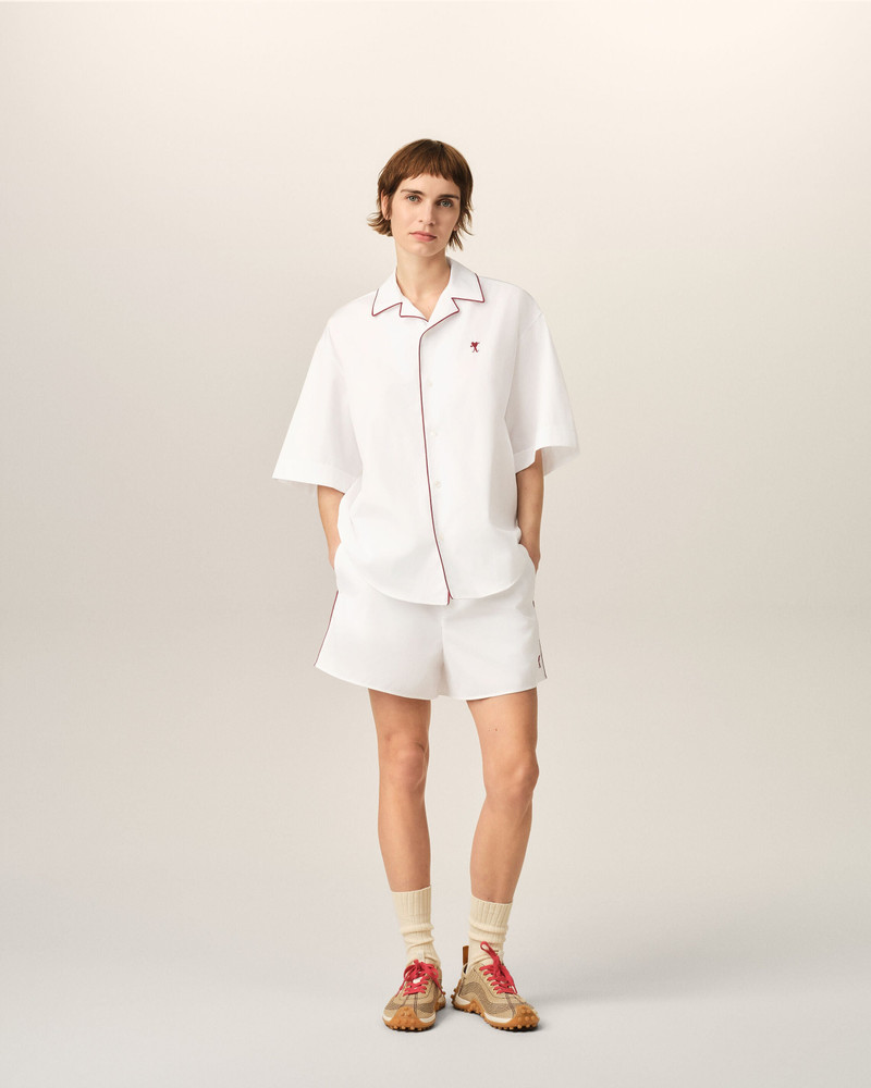 WHITE COTTON SHORT-SLEEVE SHIRT WITH AMI DE COEUR ARROW 3