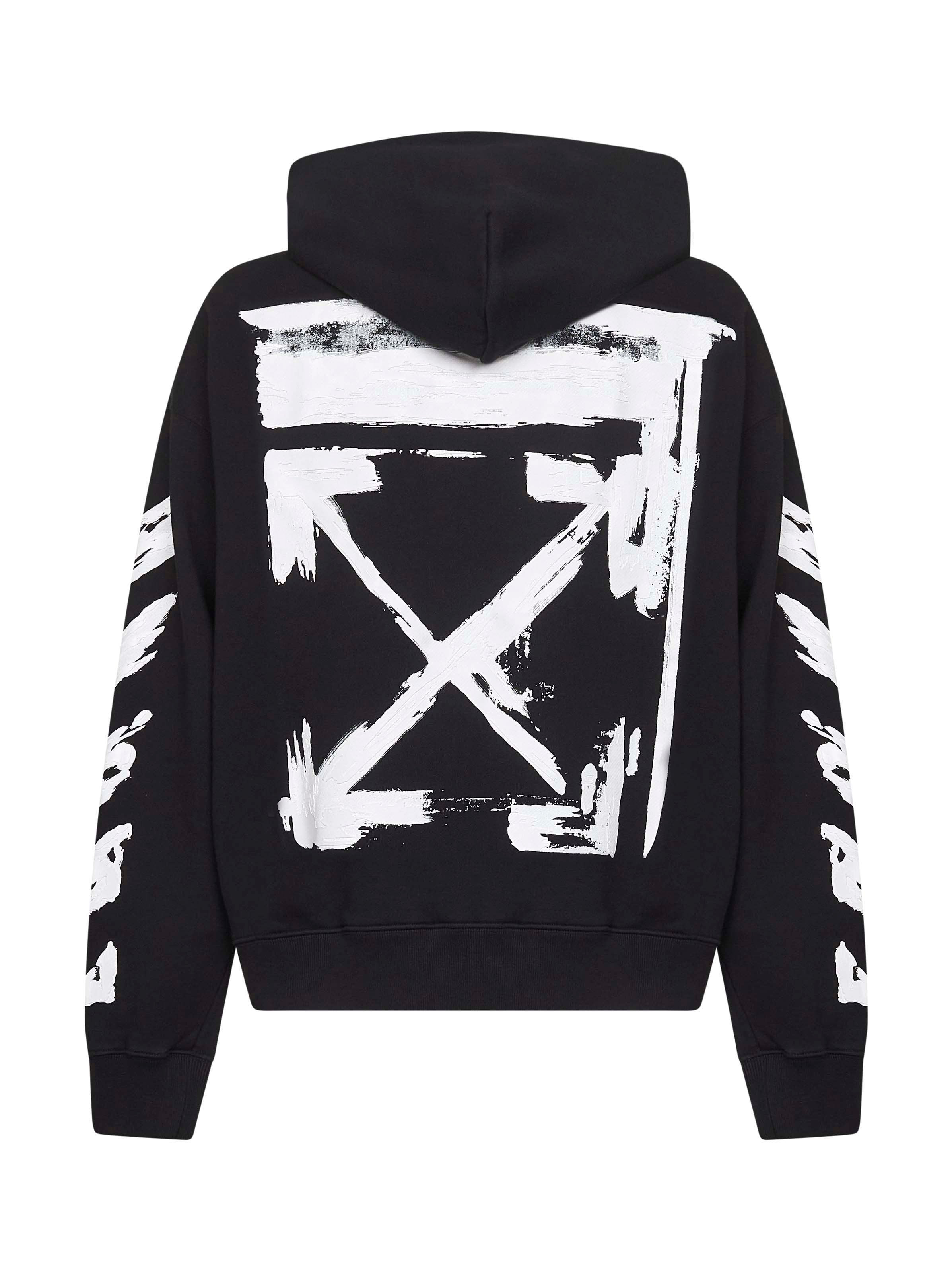 Off White Men Black Cotton Ink Arrow Skate Hoodie - 2