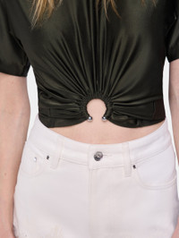 Tシャツ・カットソー RABANNE CROPPED T-SHIRT CROPPED T-SHIRT IN PRINTED COTTON | Rabanne