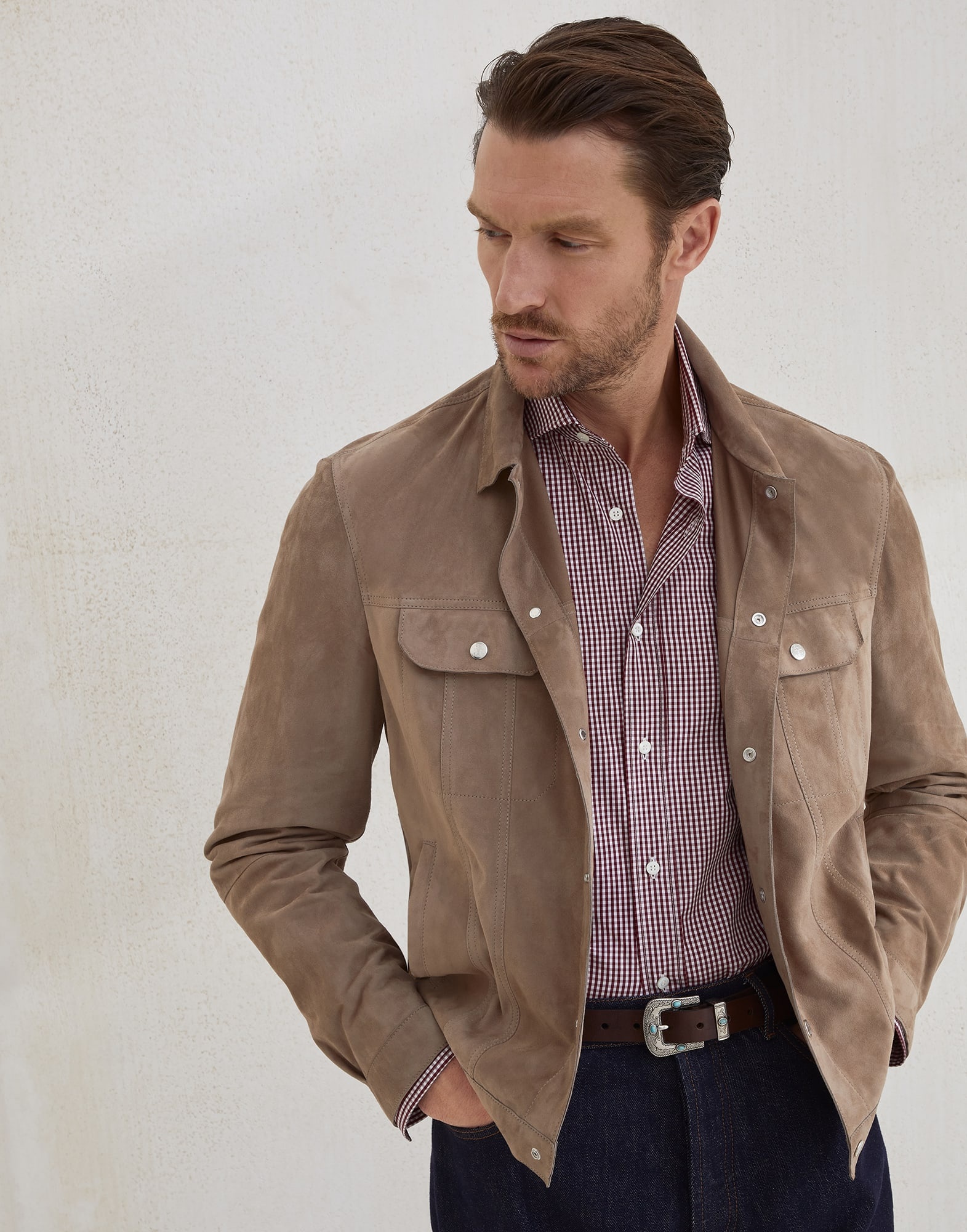 Checked cotton slim fit shirt with spread collar - 4