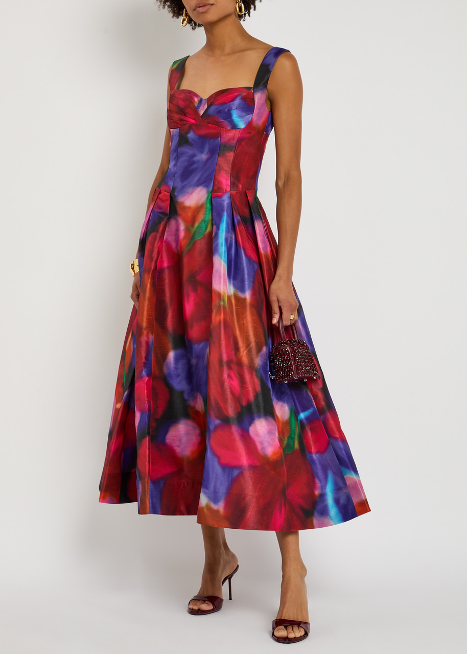 Rebecca Vallance Cabaret Roses Printed Satin Midi Dress - 4