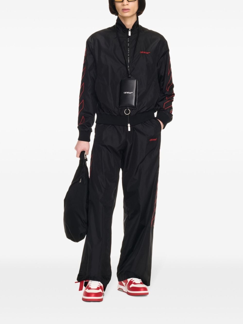Diag-stripe embroidered track pants - 2