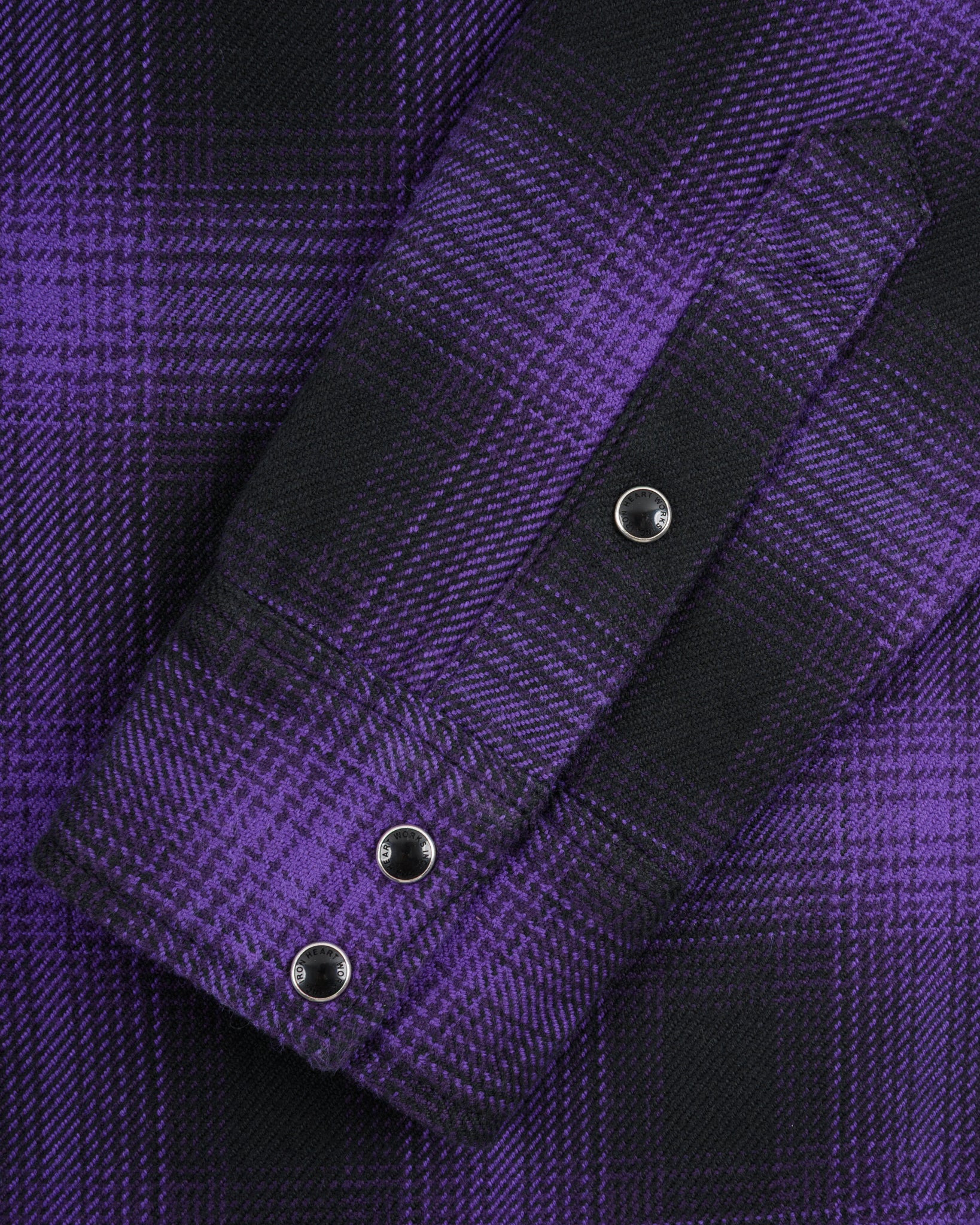 IHSH-264-PUR Ultra Heavy Flannel Ombré Check Western Shirt - Purple/Black - 22