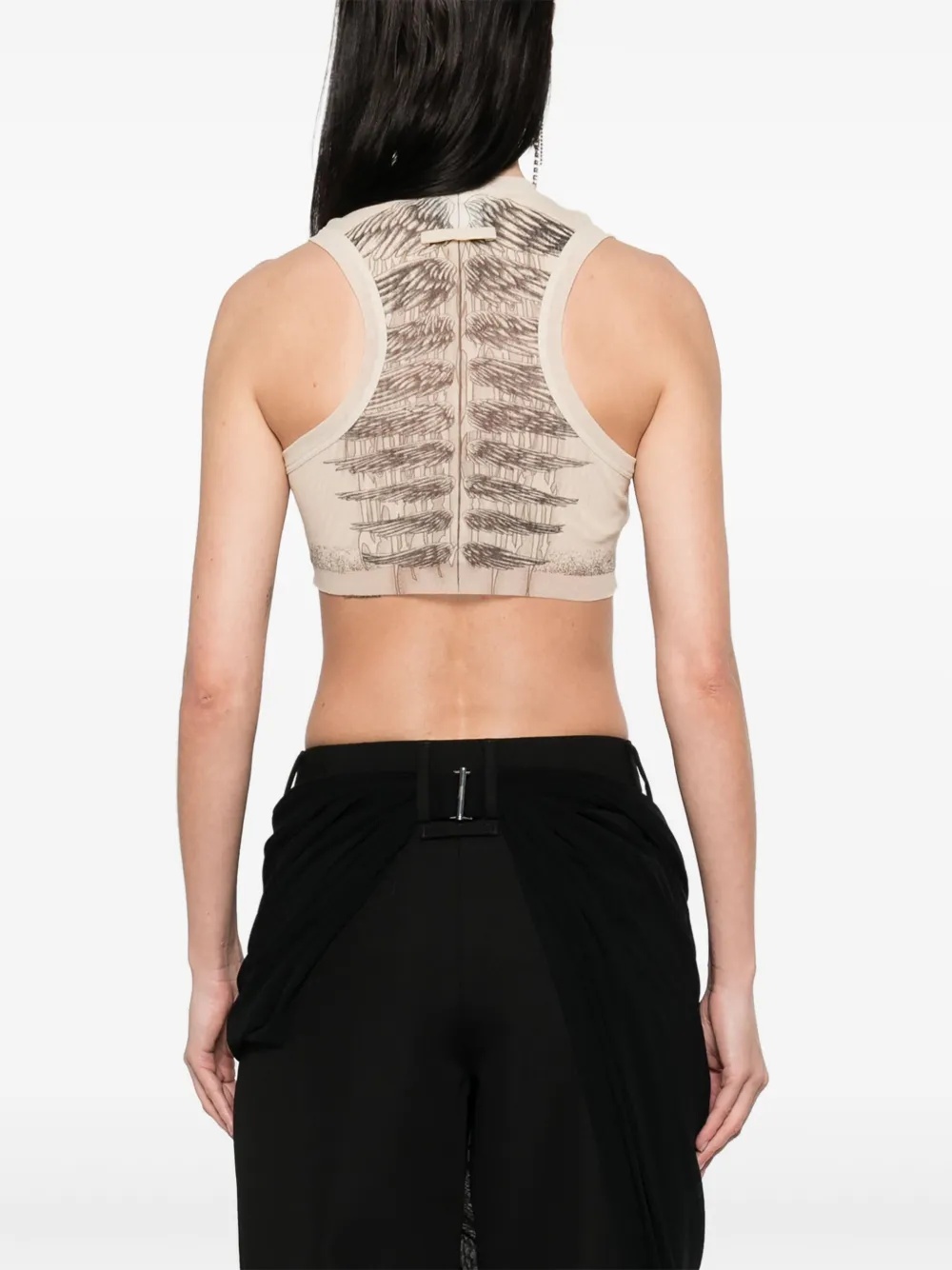 JEAN PAUL GAULTIER - Women Printed "Tattoo Marinière" Mesh Crop Top - 3