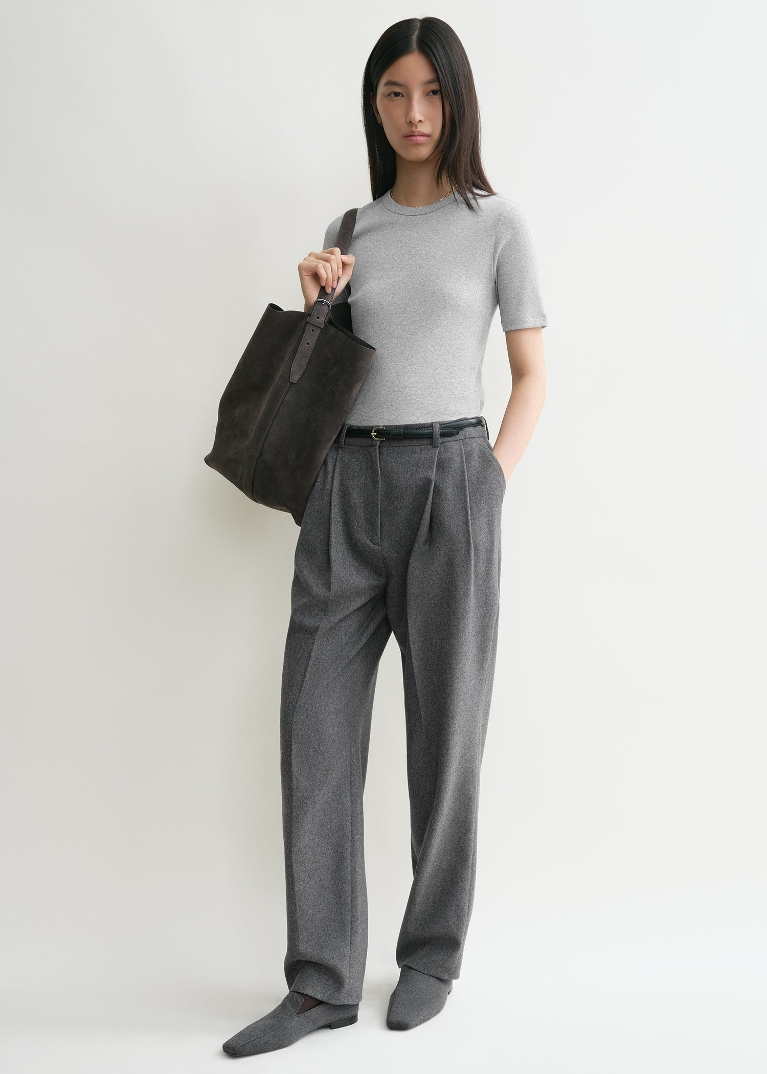 Classic rib tee grey melange - 2