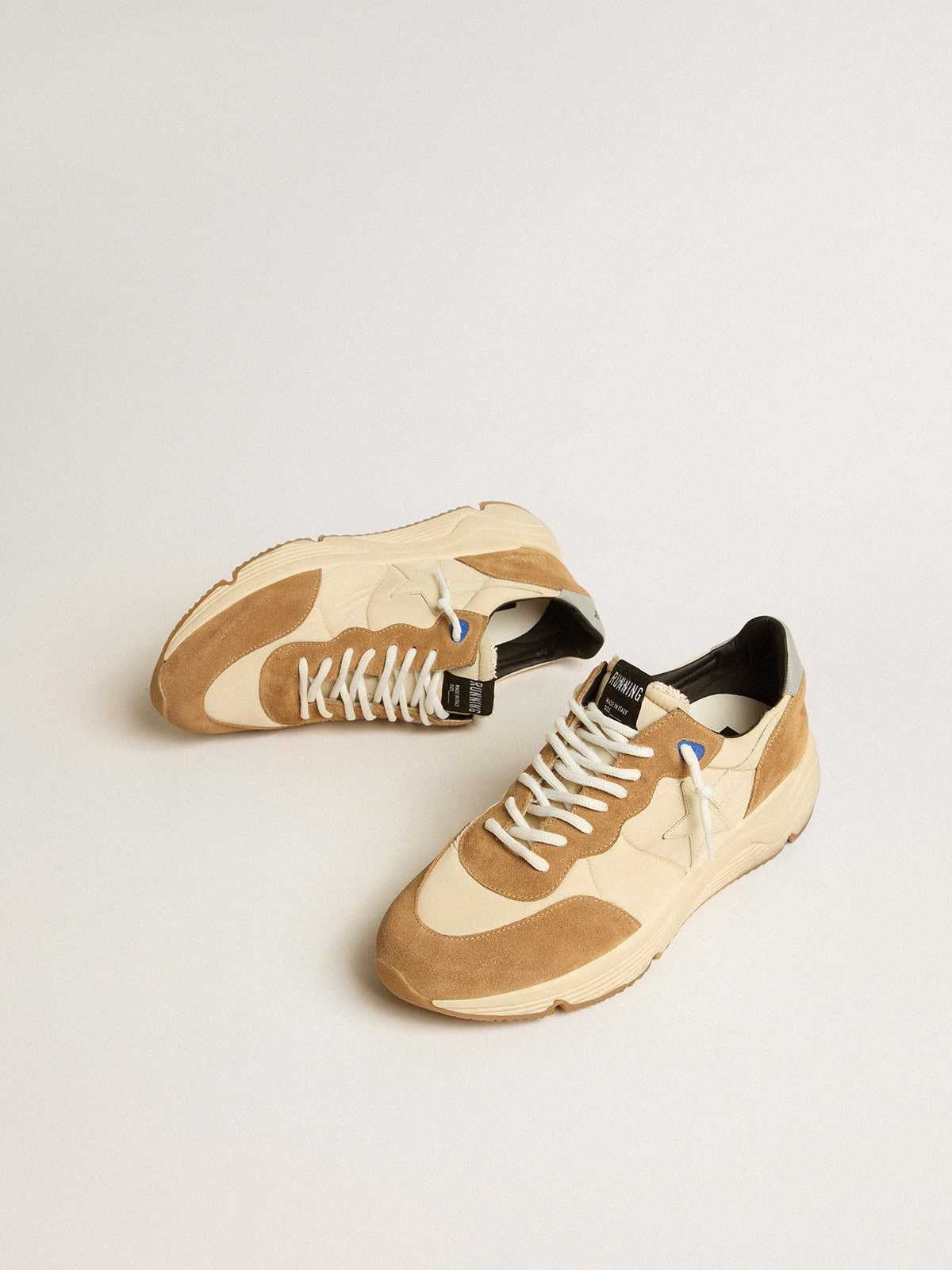 Running Sole in ivory nylon and tobacco suede with ivory leather star - 2