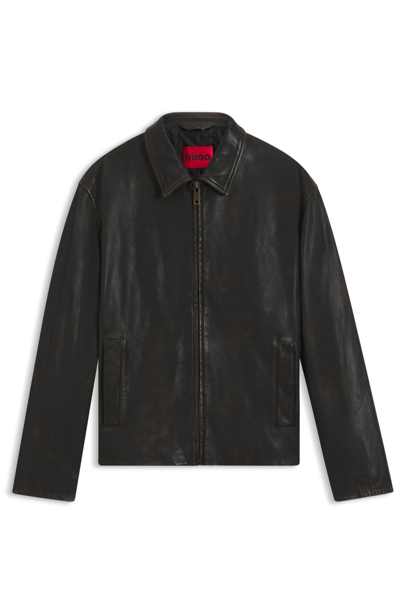 GRAINED-LEATHER JACKET WITH TOPSTITCHING 1