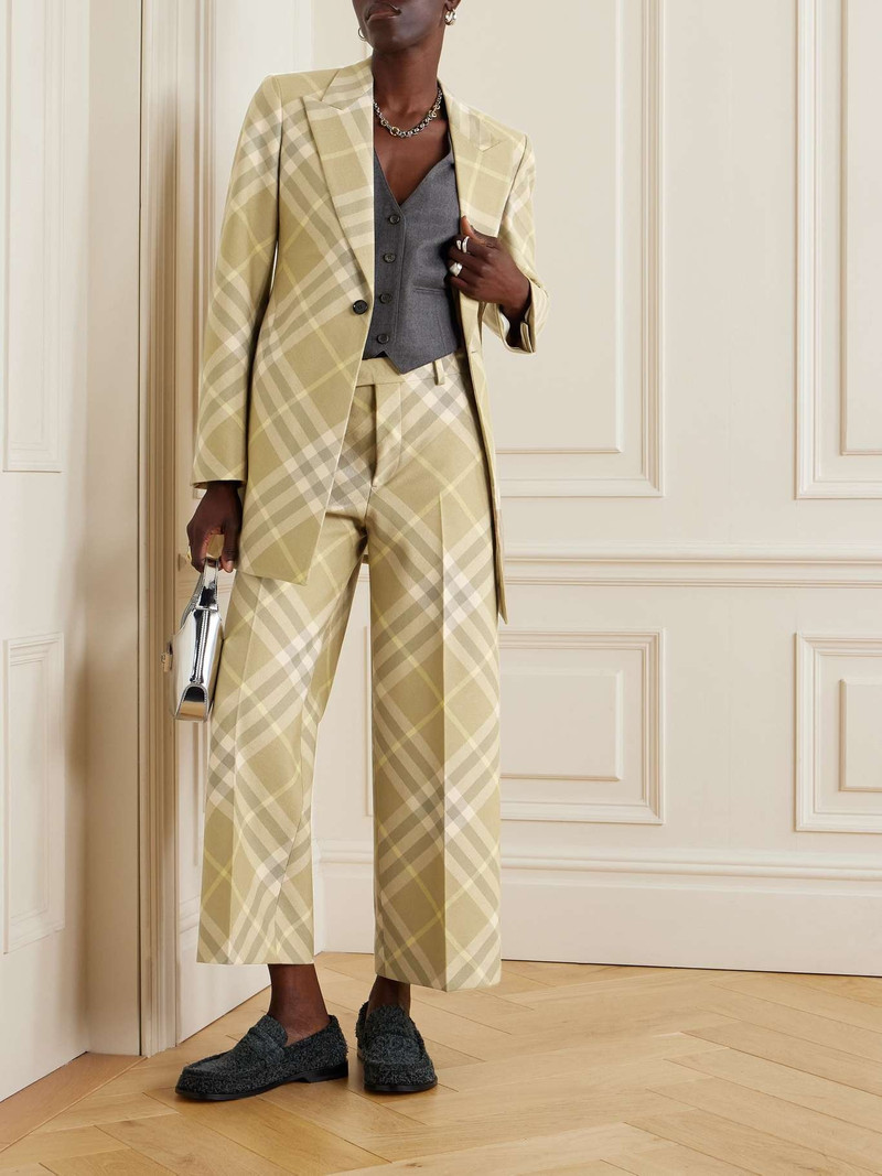 Burberry Cropped checked wool straight-leg pants outlook