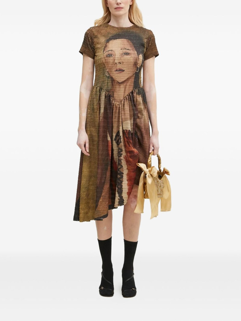 Andersson Bell portrait-print gathered dress outlook