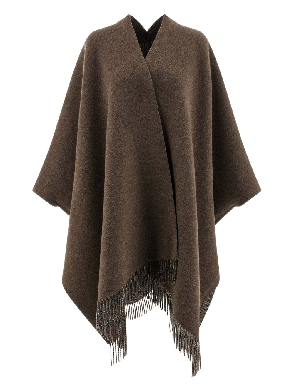 Prince of Wales checked fringed poncho - 5