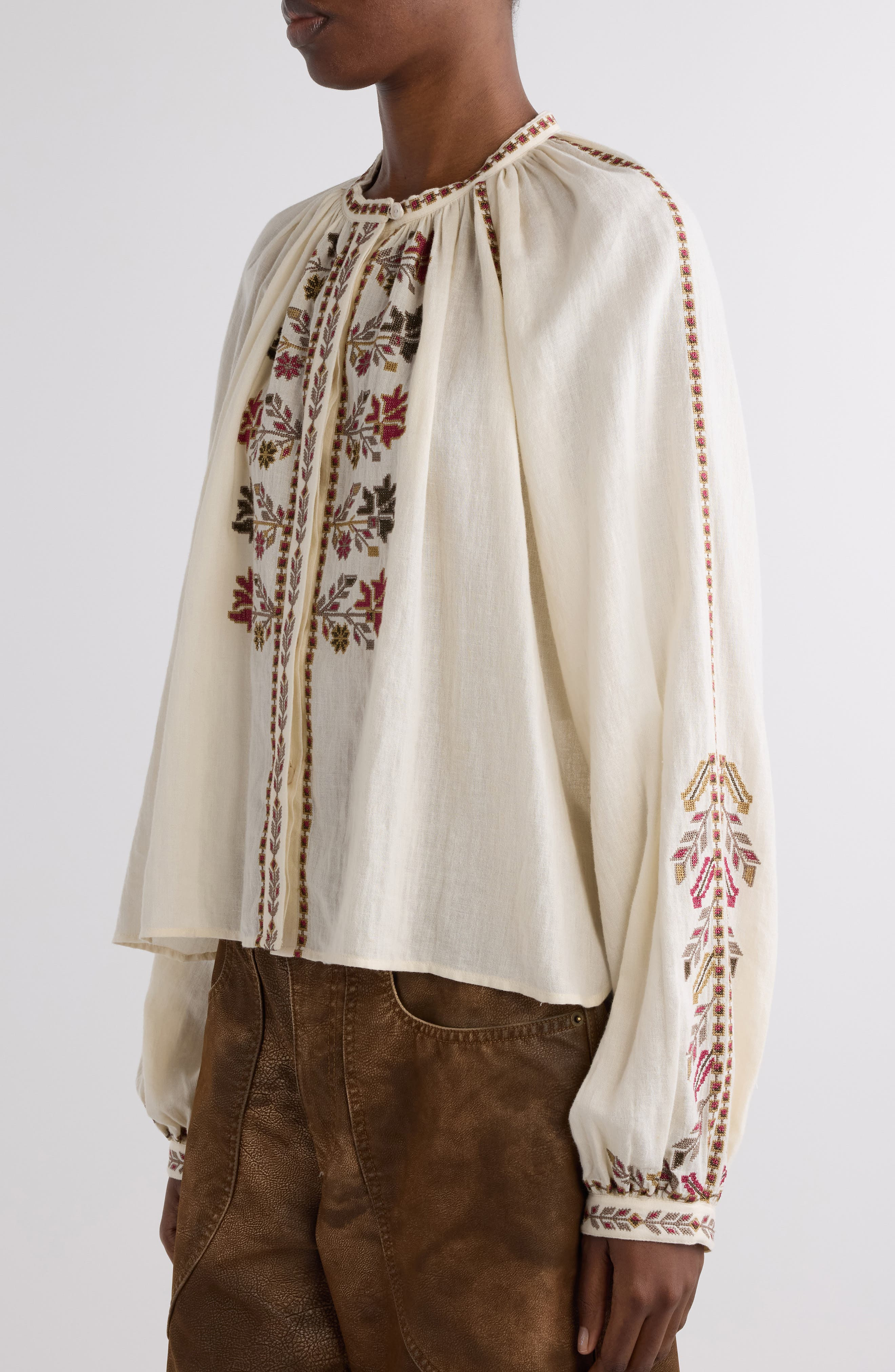 Isabel Marant Étoile Lynne Embroidered Top in Ecru at Nordstrom - 5