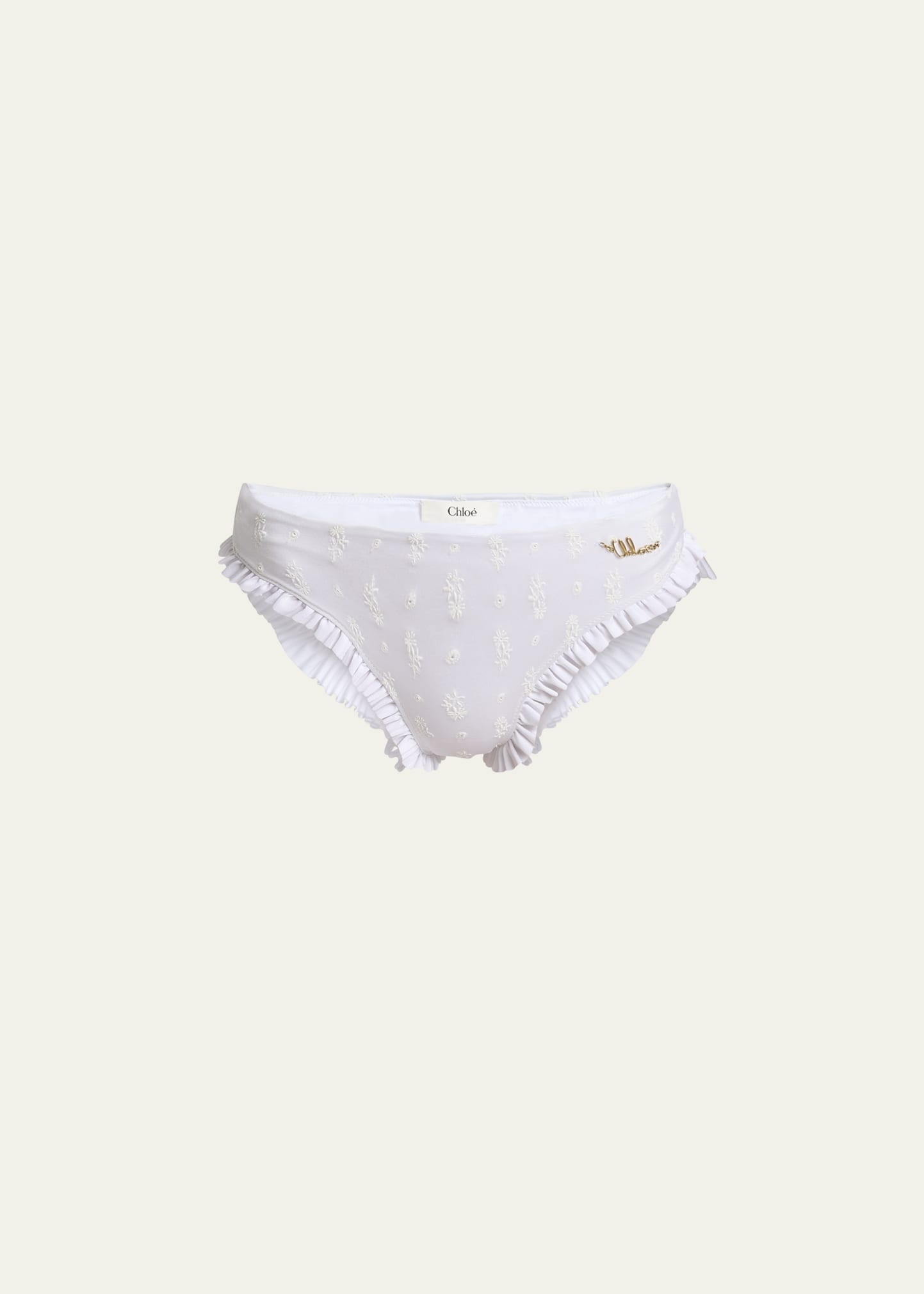 Ruffle-Trim Eyelet Bikini Bottoms - 1