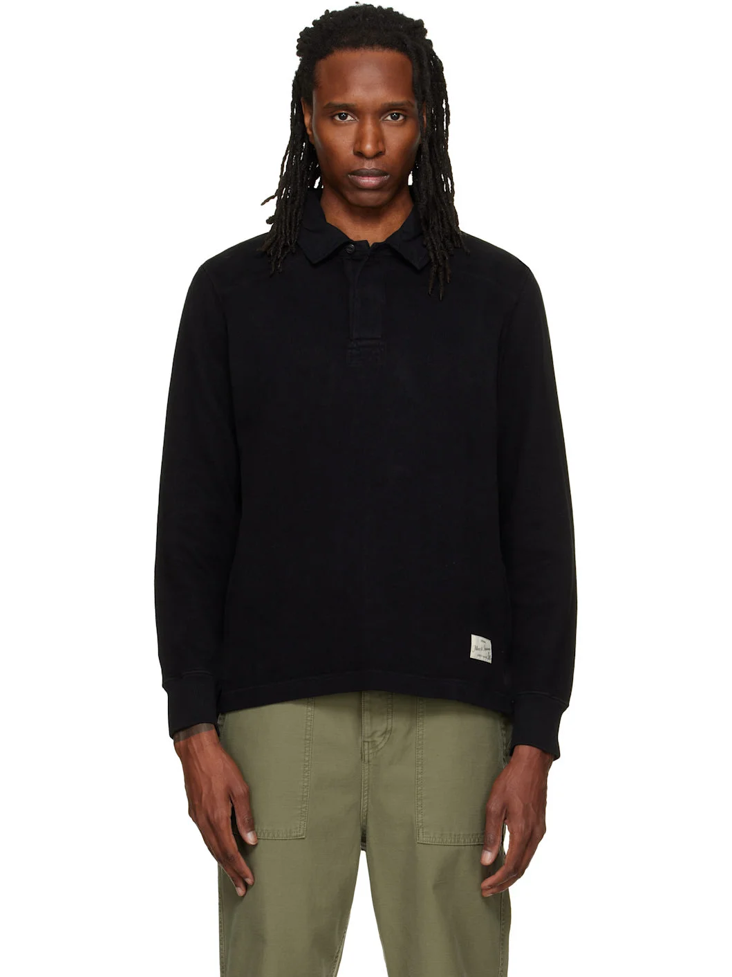 Black Sturdy Cotton Interlock Jersey Rugby Polo - 1