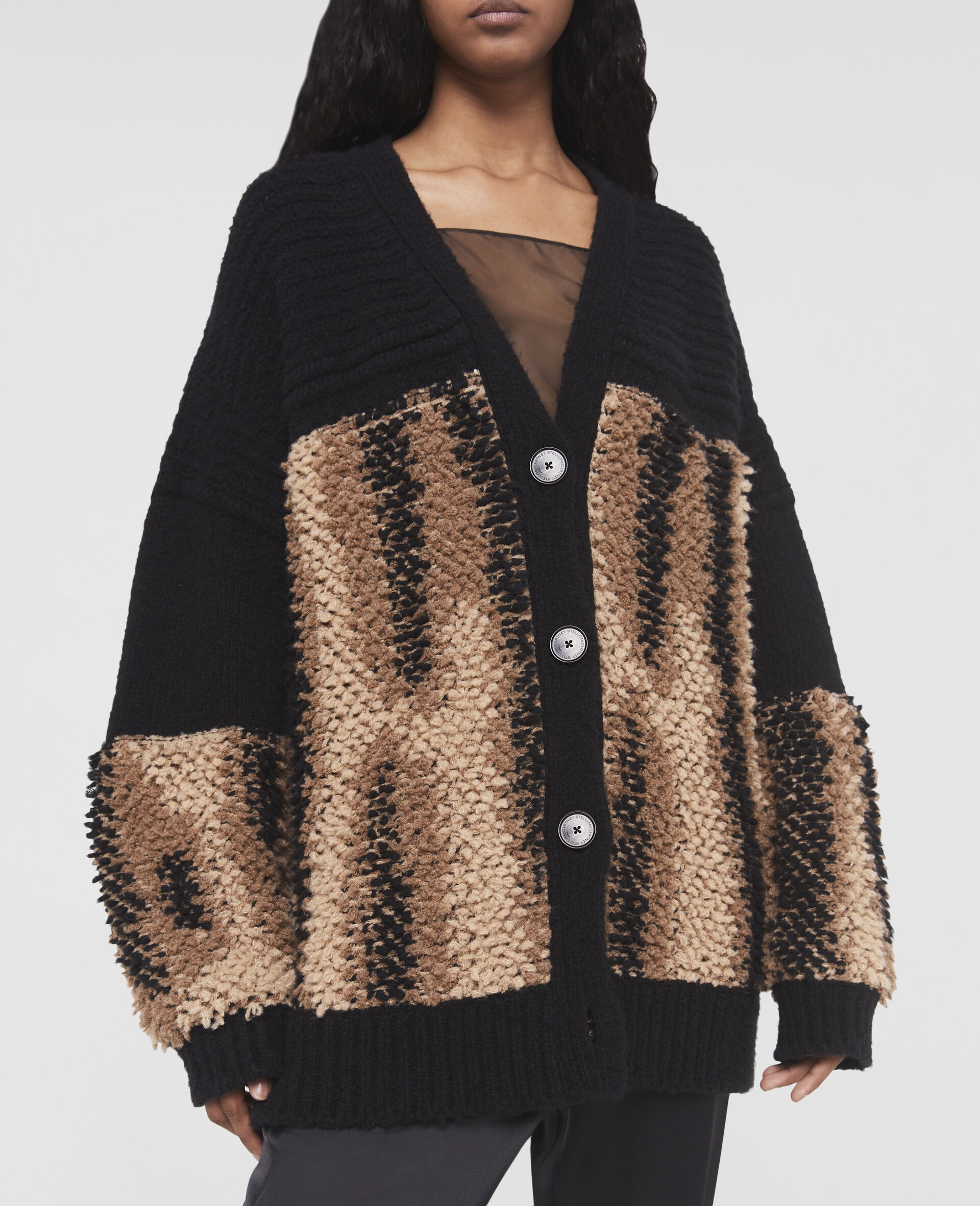 Fur Free Fur Panel Textured Knit Cardigan - 4