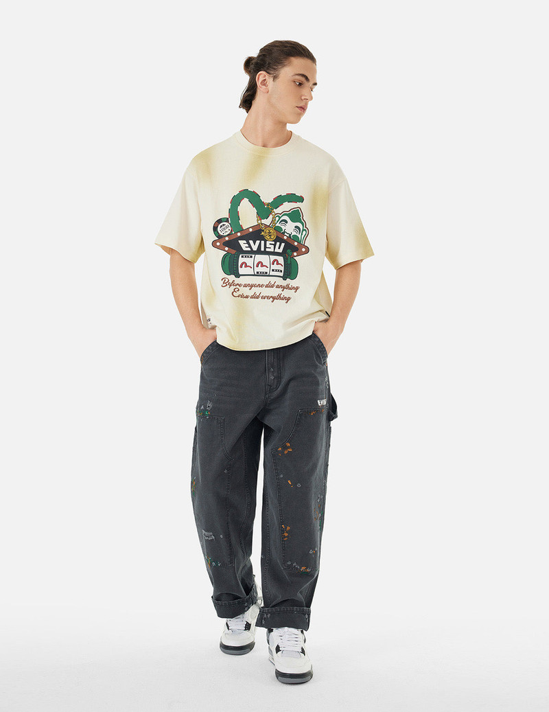 SEAGULL EMBROIDERY AND LOGO PRINT RELAX FIT WASHED PANTS 6