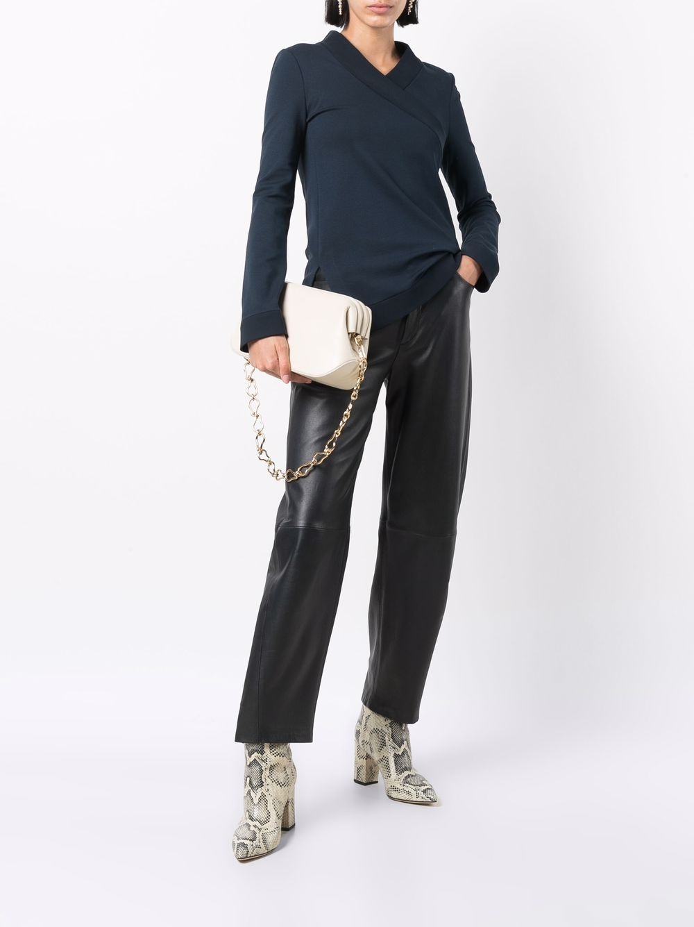 wrap-neckline jumper - 2