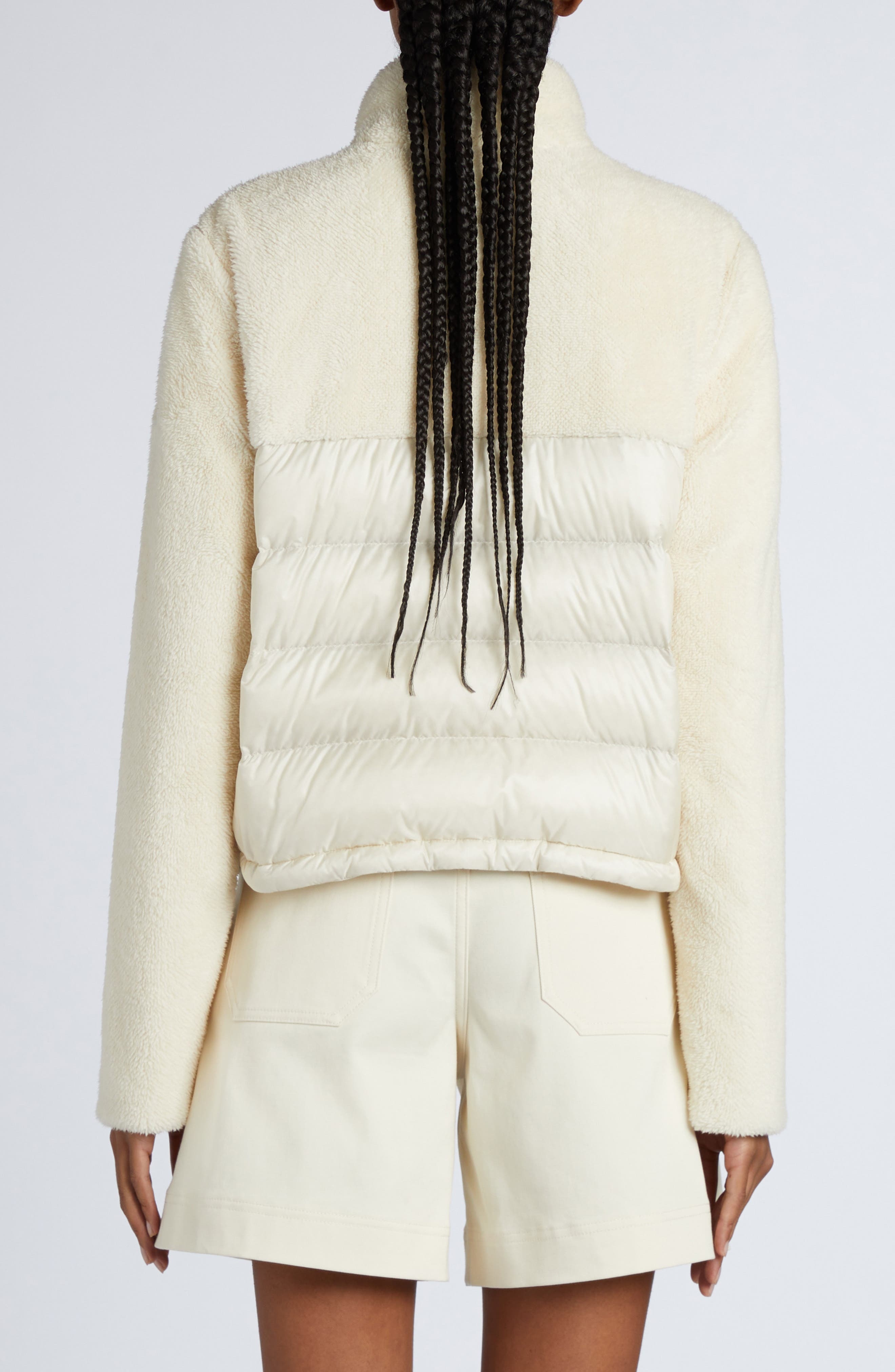 Moncler Polignac Teddy & Quilted Nylon Down Jacket in Silk White at Nordstrom - 3