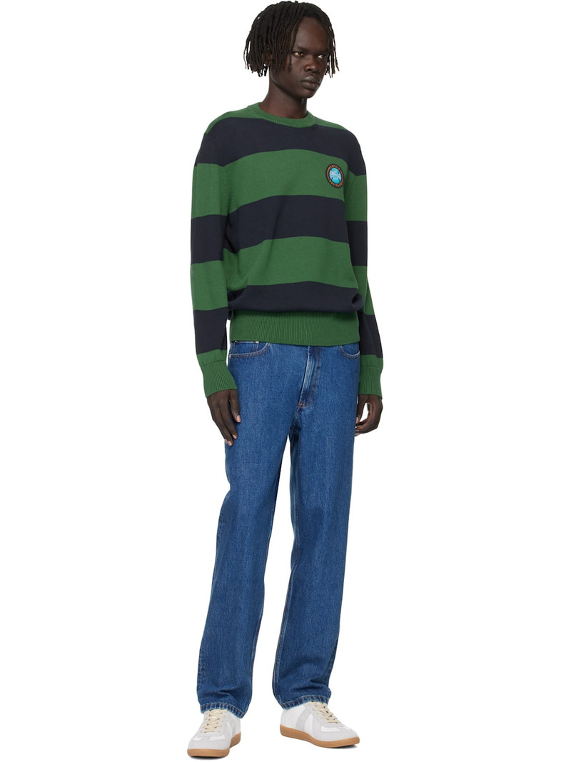 LACOSTE Green & Navy Striped Cotton Jersey Sweater outlook