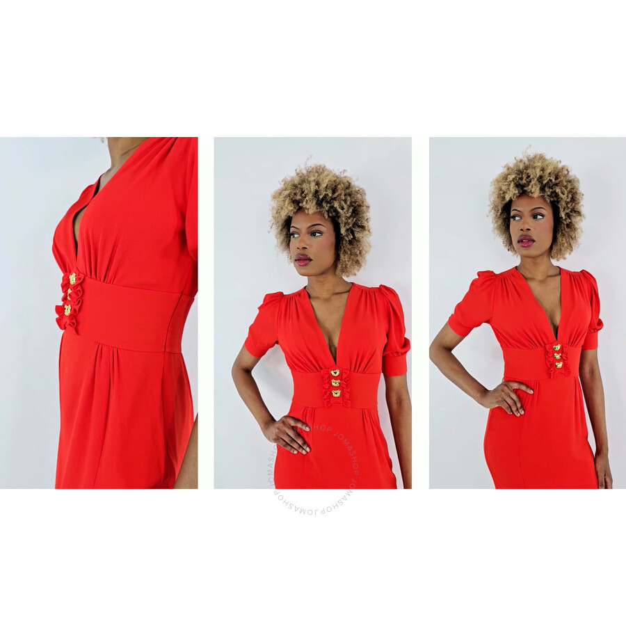 Moschino Ladies Red Teddy Ruffle Dress - 3