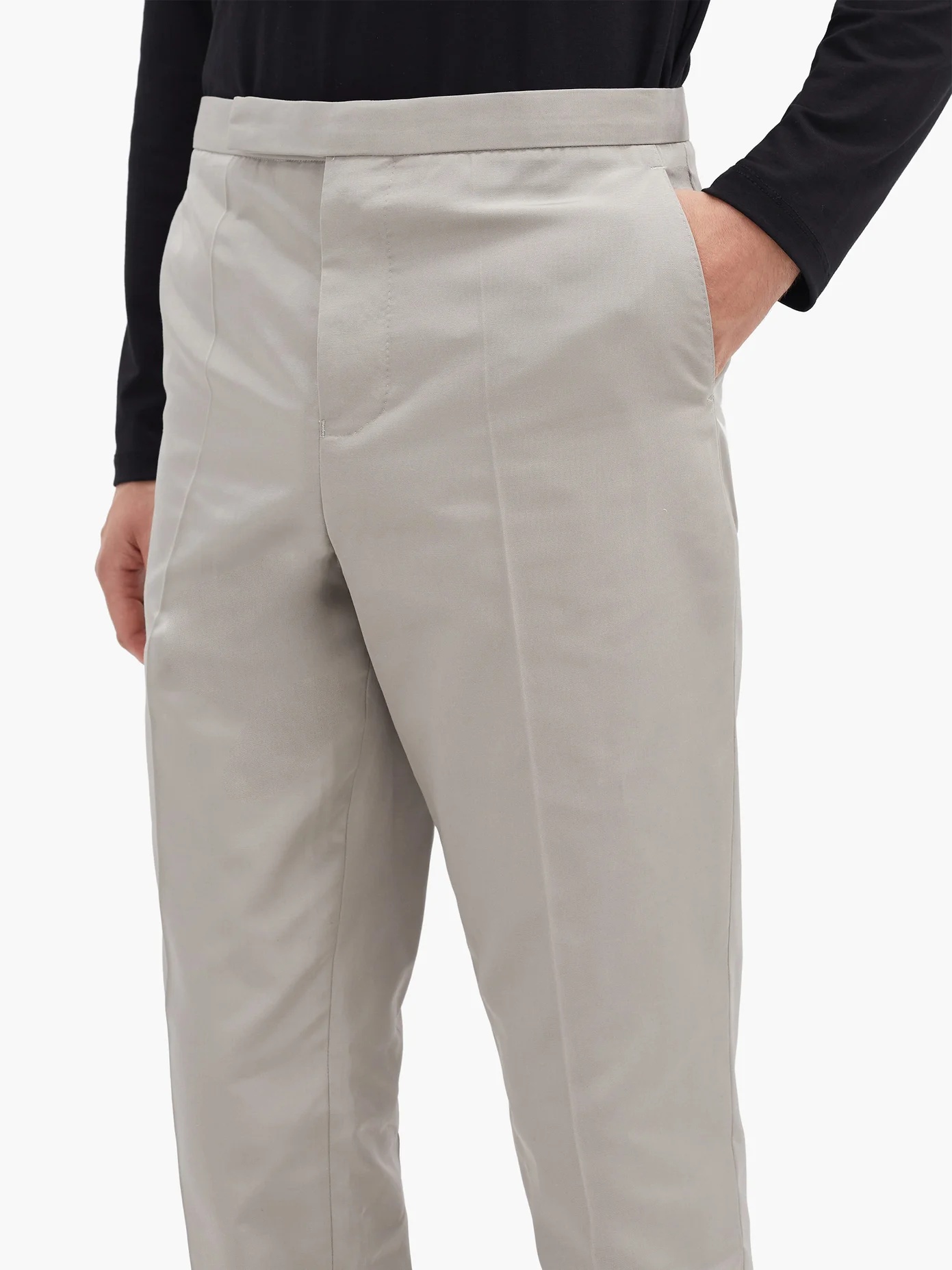 Slim-leg cotton-blend rep suit trousers - 4