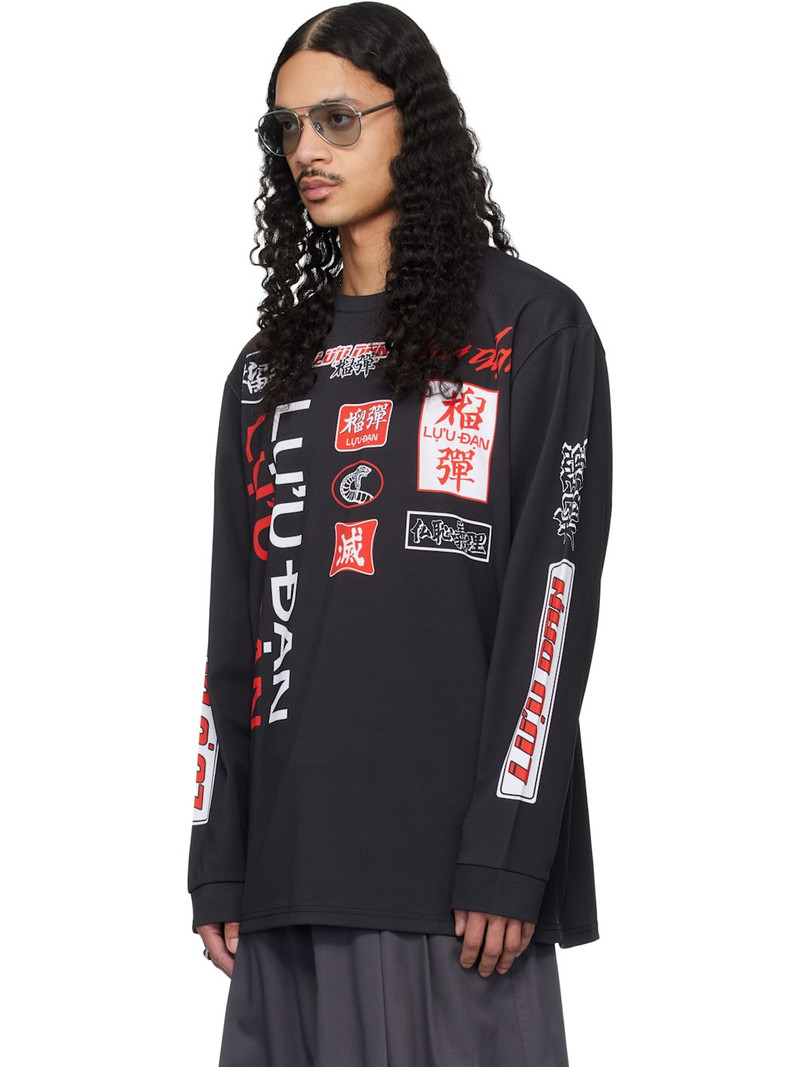 LU'U DAN Black Oversized Long Sleeve T-shirt outlook