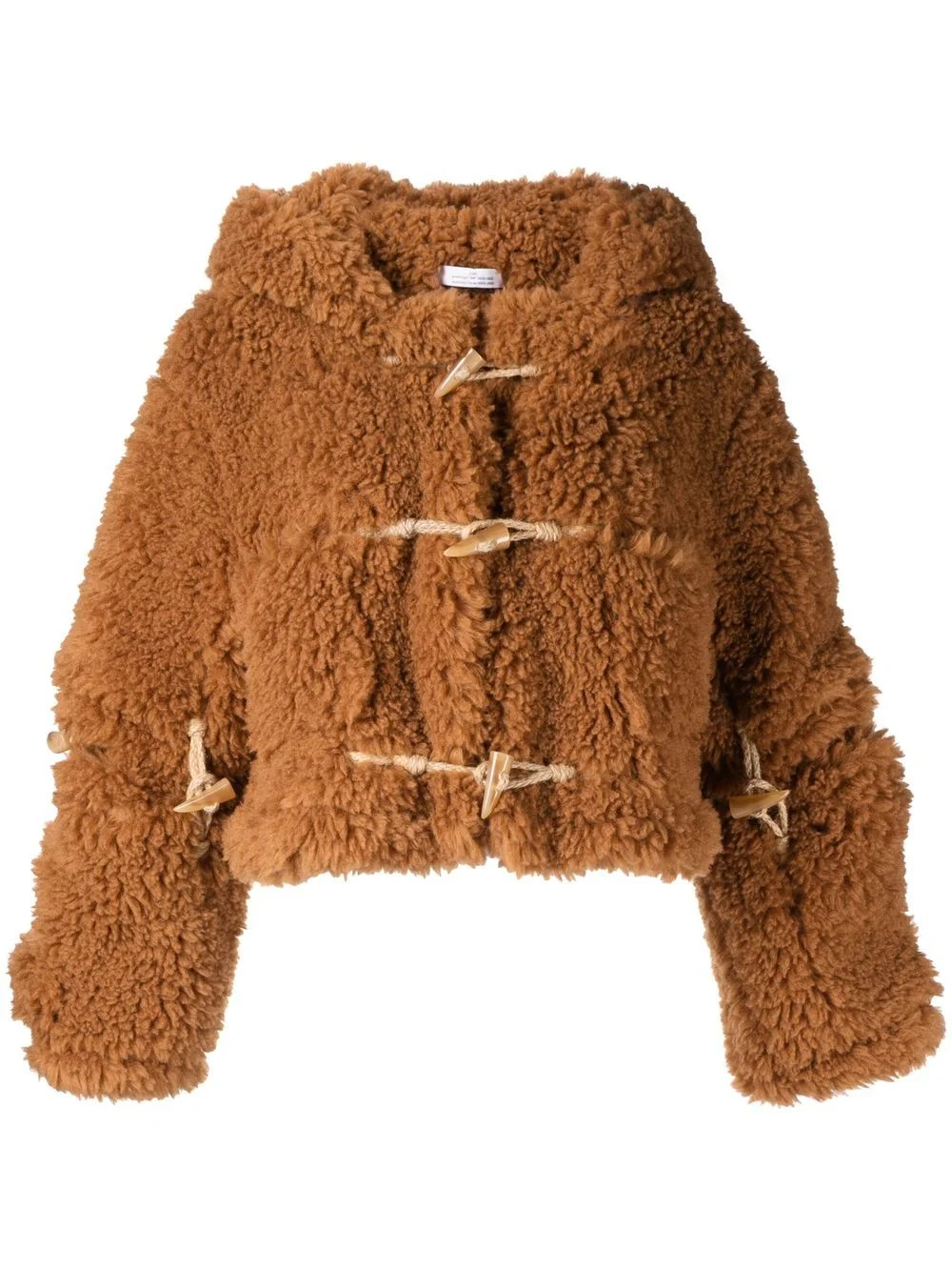 faux-fur hooded duffle jacket - 1