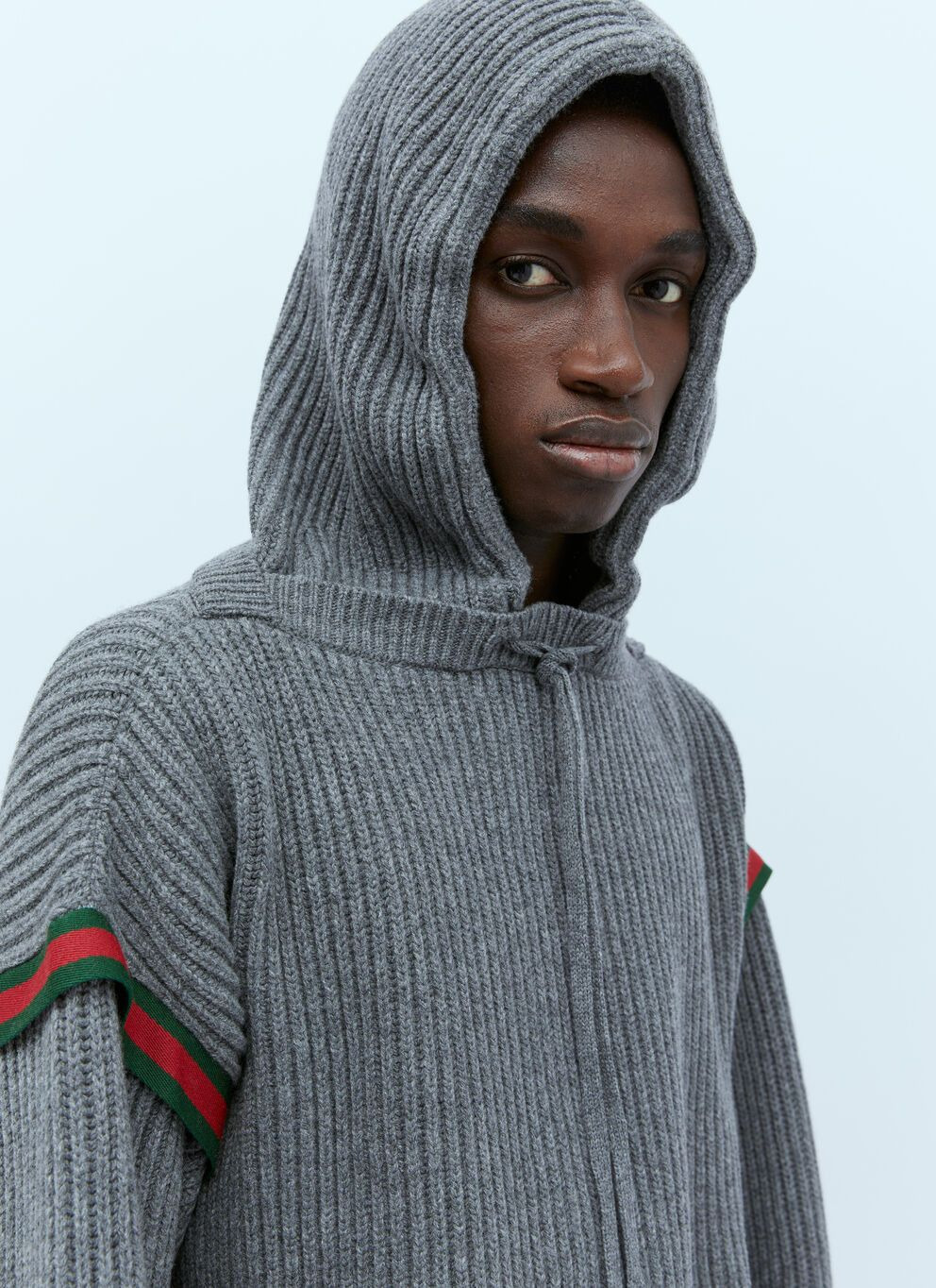 Gucci Men Wool Cashmere Hooded Sweater - 2
