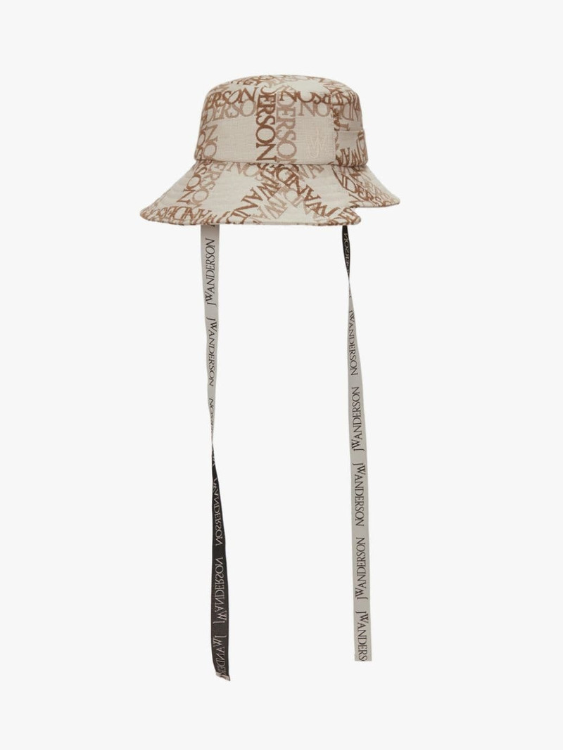 JW Anderson ASYMMETRIC BUCKET HAT WITH LOGO GRID outlook