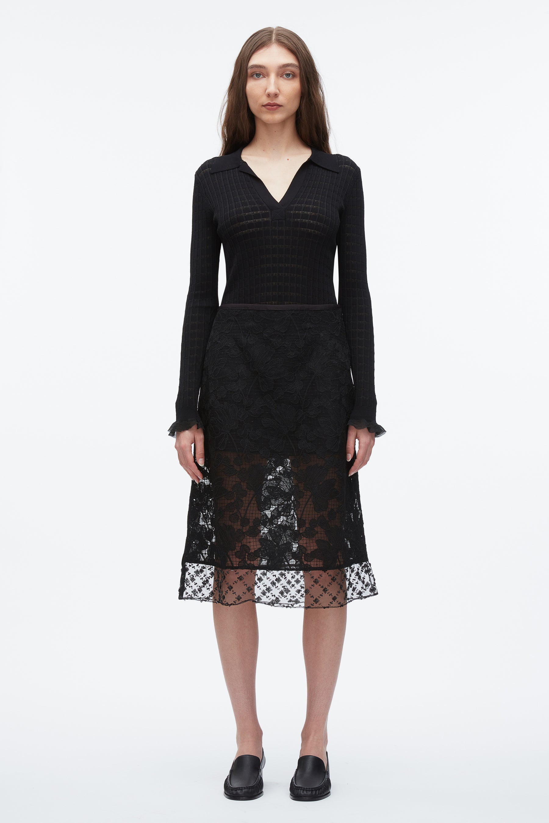 Corded Lace Organza Skirt - 2