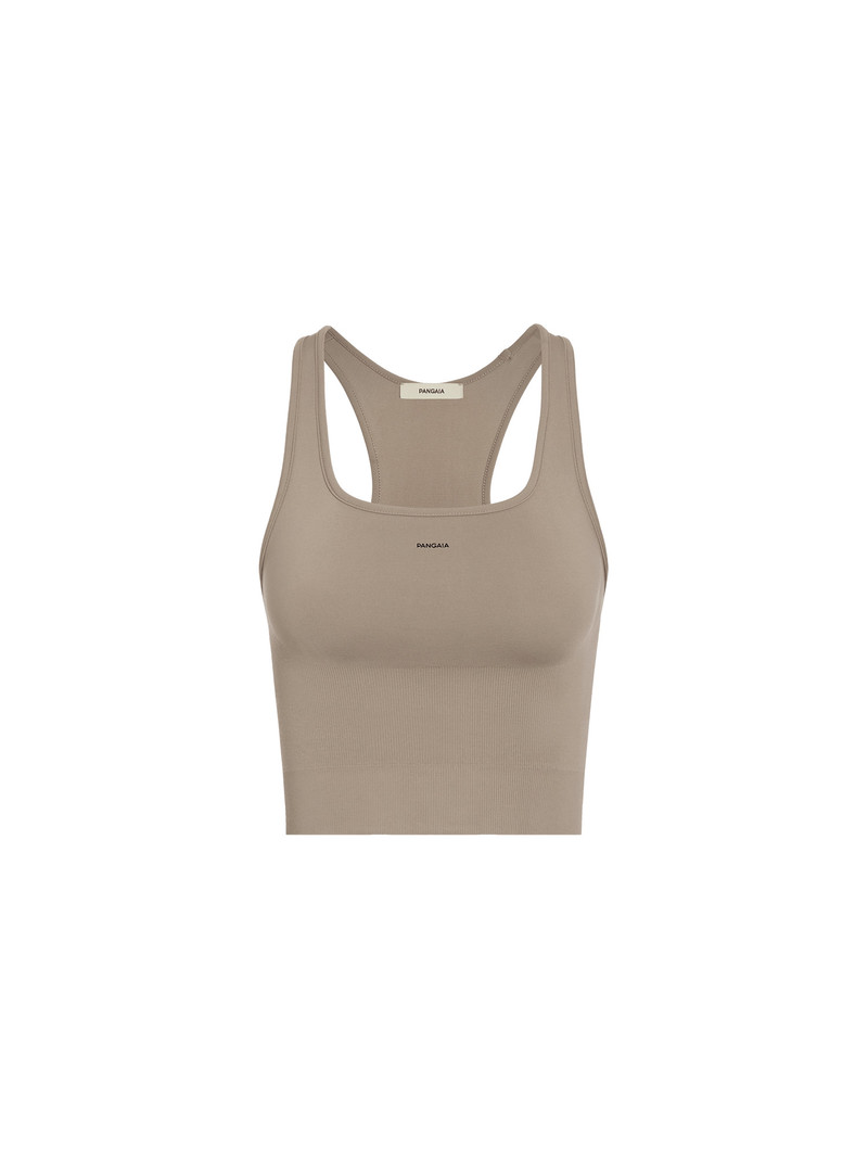 Women's Plant-Stretch Compressive Ribbed Tank Top - Taupe 1