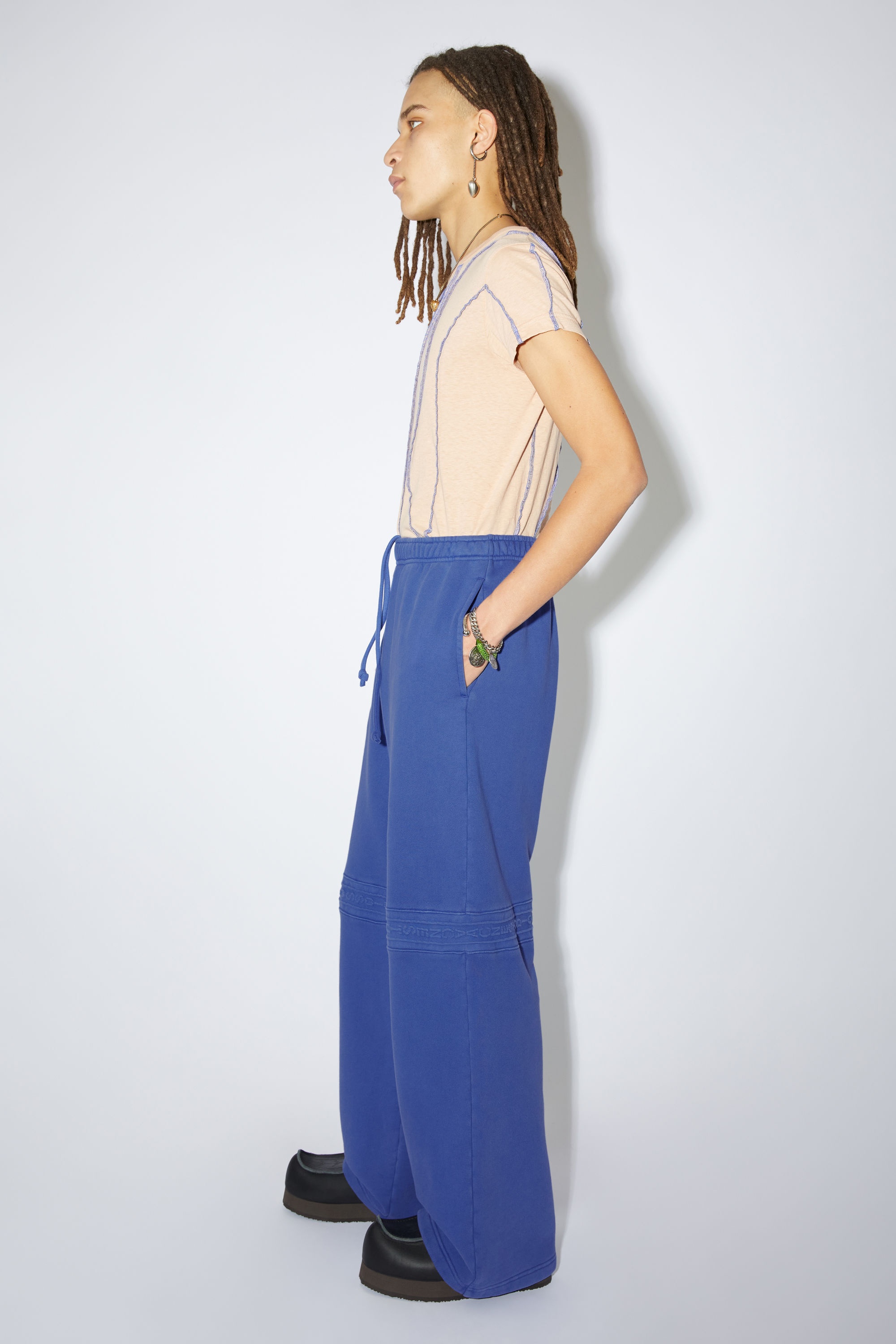 Logo tape fleece sweatpants - Sea Blue - 4
