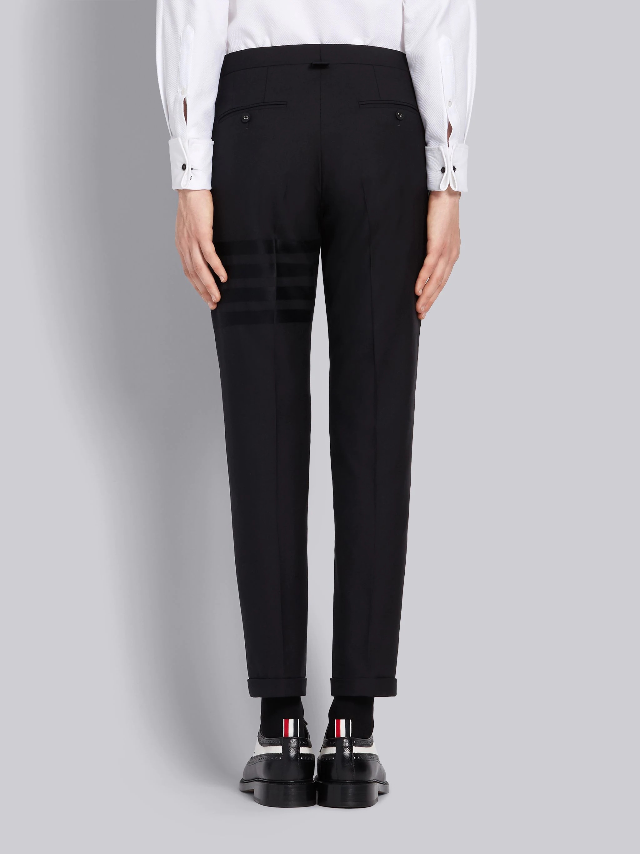 Black Plain Weave Suiting Skinny 4-Bar Trouser - 3