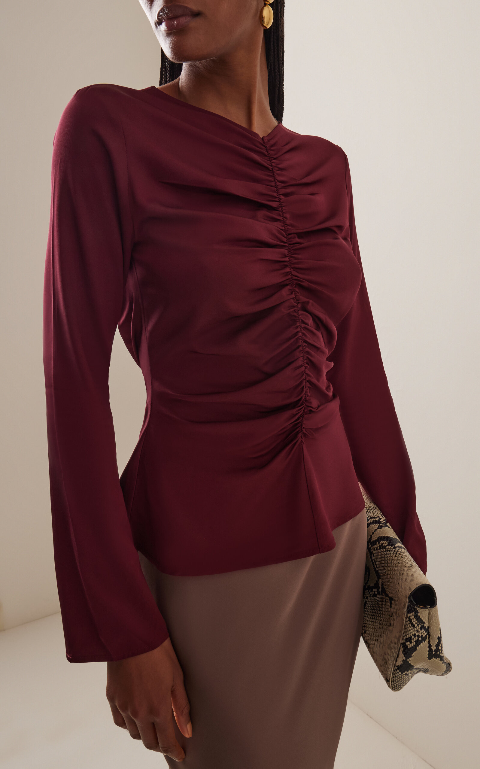 Allure Gathered Top burgundy - 2