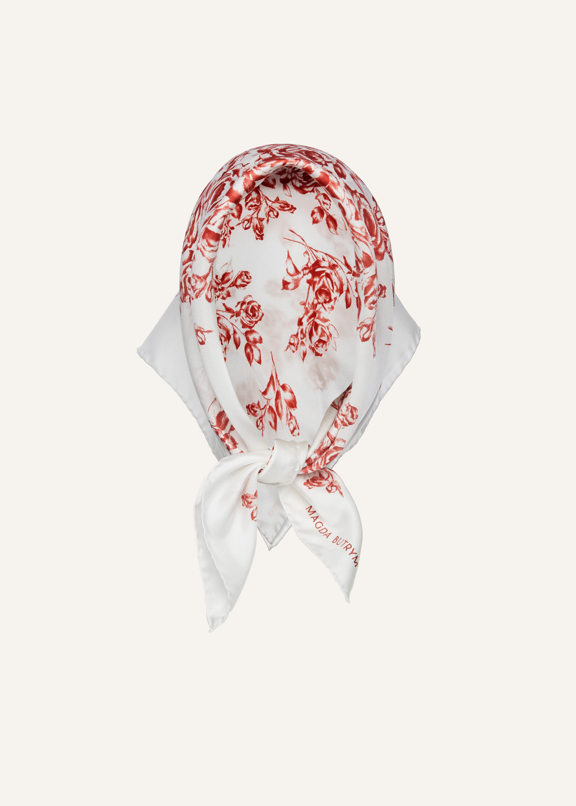 Rose print scarf in white - 2