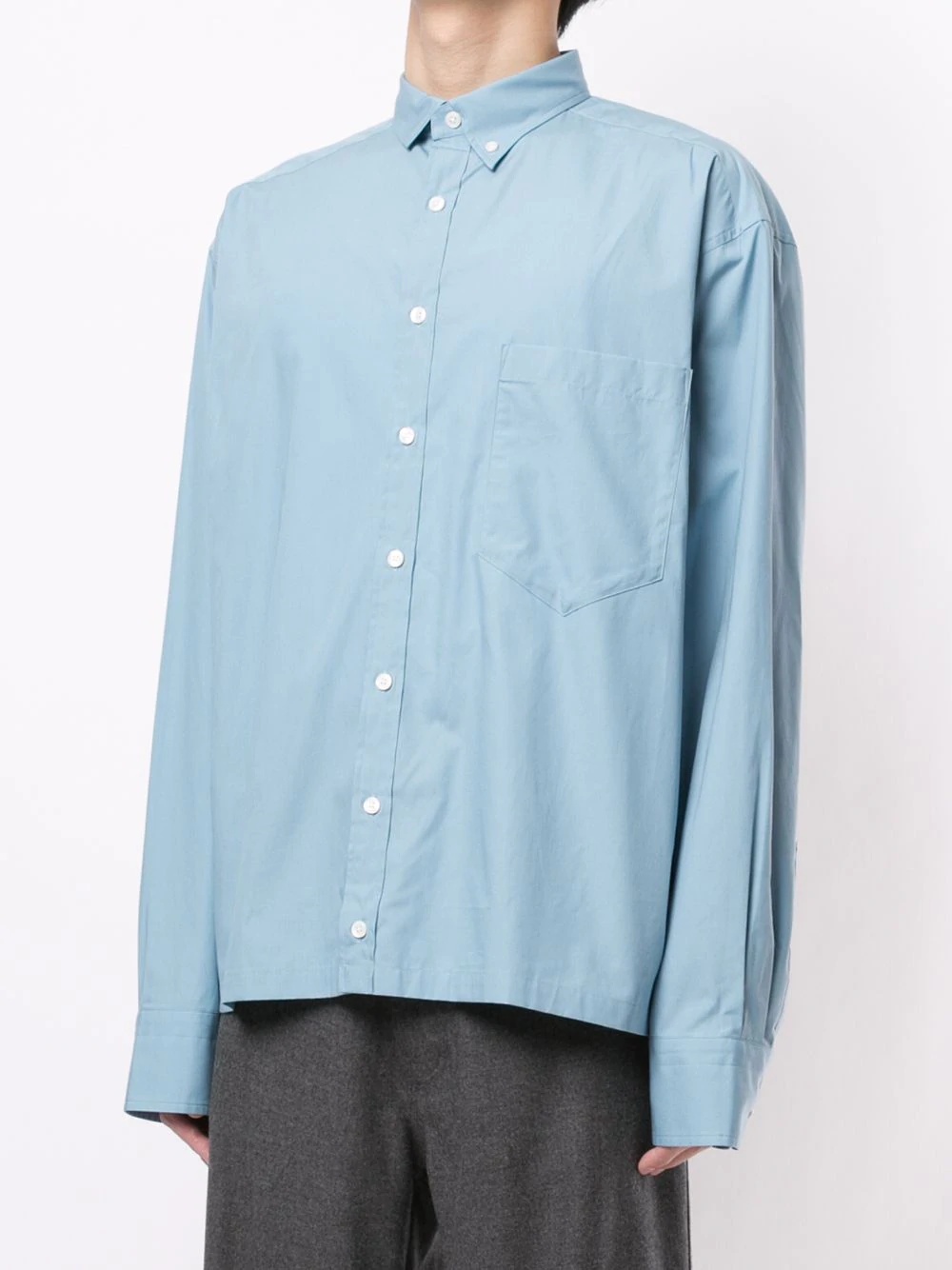 contrast-panel long sleeve shirt - 3