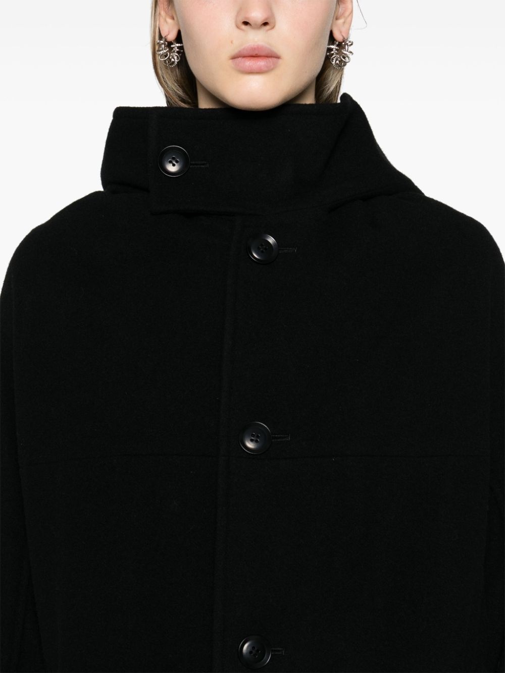 hooded single-breasted coat - 5