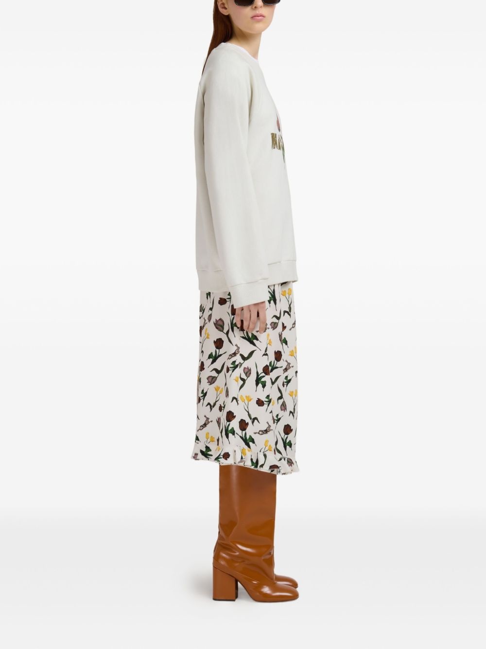 flower-print T-shirt - 3