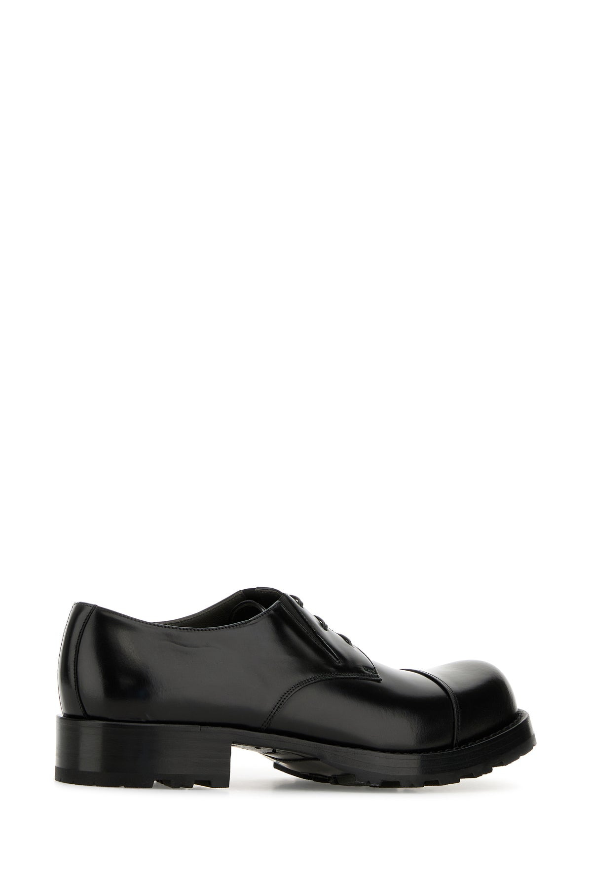 Black leather lace-up shoes - 3