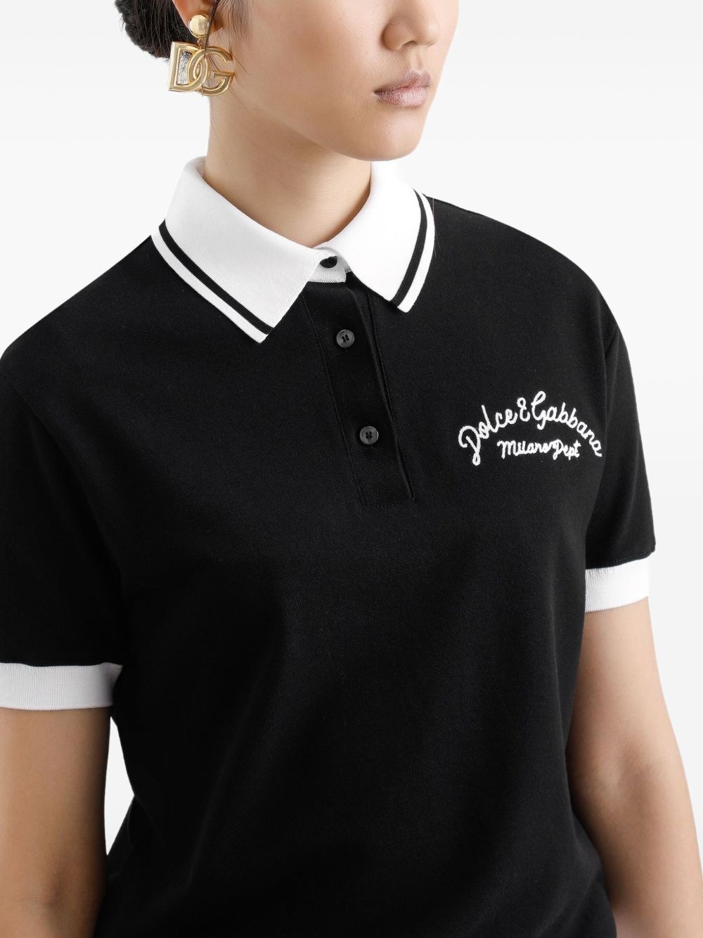 logo-embroidered cotton polo top - 5