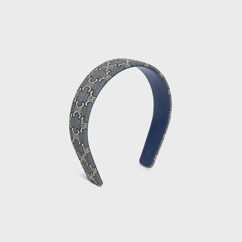 Celine Jacquard Triomphe Headband in Cotton, Polyamide, Polyester and Calfskin 3