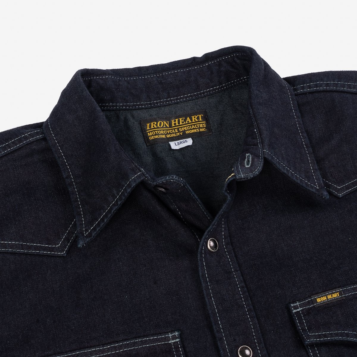 IHSH-321-OD 10oz Selvedge Denim Western Shirt - Indigo Overdyed Black - 10