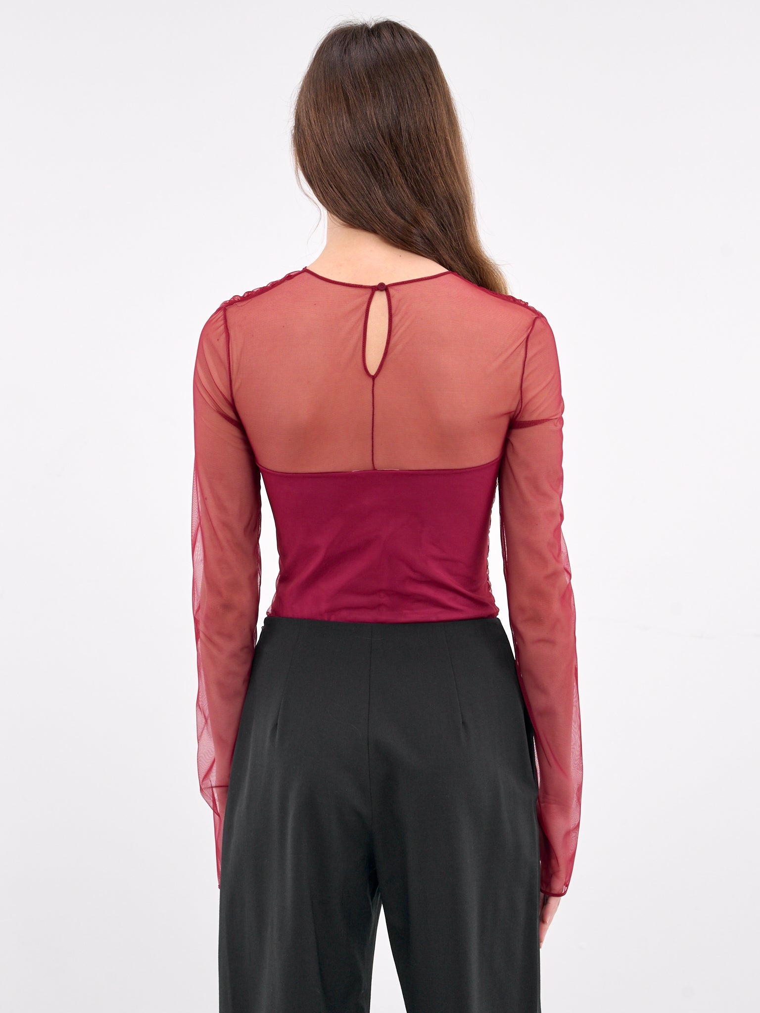 NENSI DOJAKA Sheer Gathered Long Sleeve Top | hlorenzo